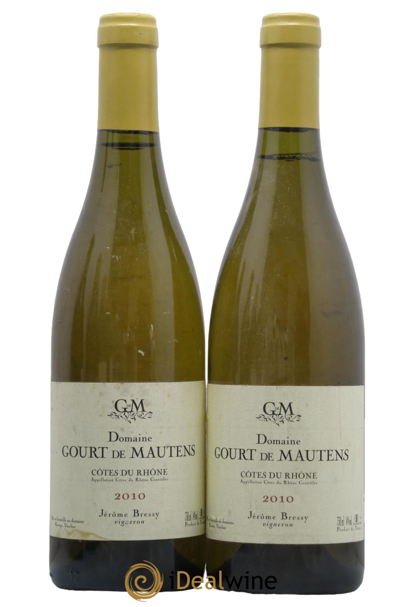 Côtes du Rhône Domaine Gourt de Mautens - Jérôme Bressy 2010 - Lot de 2 bouteilles - 0