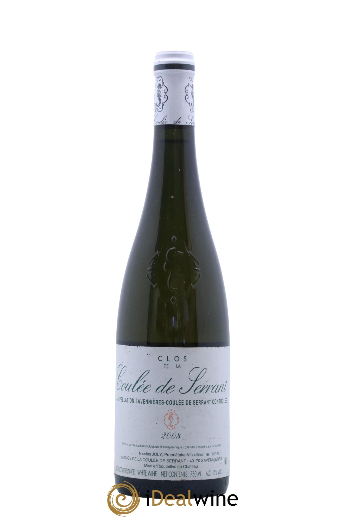 Savennières Clos de la Coulée de Serrant Vignobles de la Coulée de Serrant - Nicolas Joly  2008 - Lot de 1 bouteille - 0