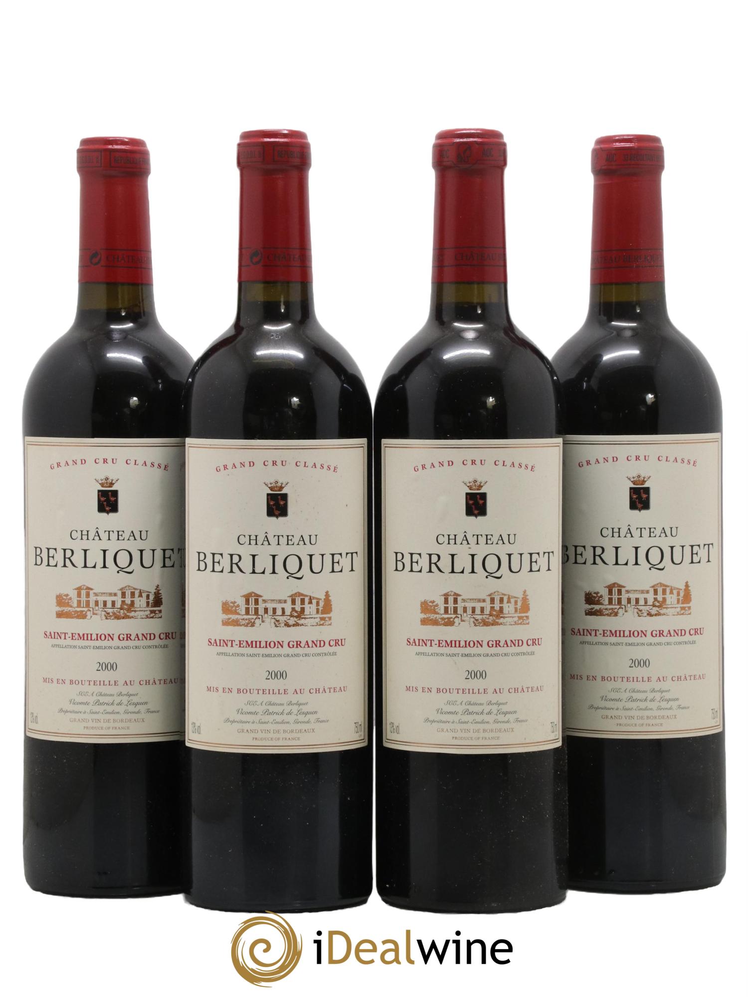 Château Berliquet Grand Cru Classé 2000 - Lotto di 4 bottiglie - 0