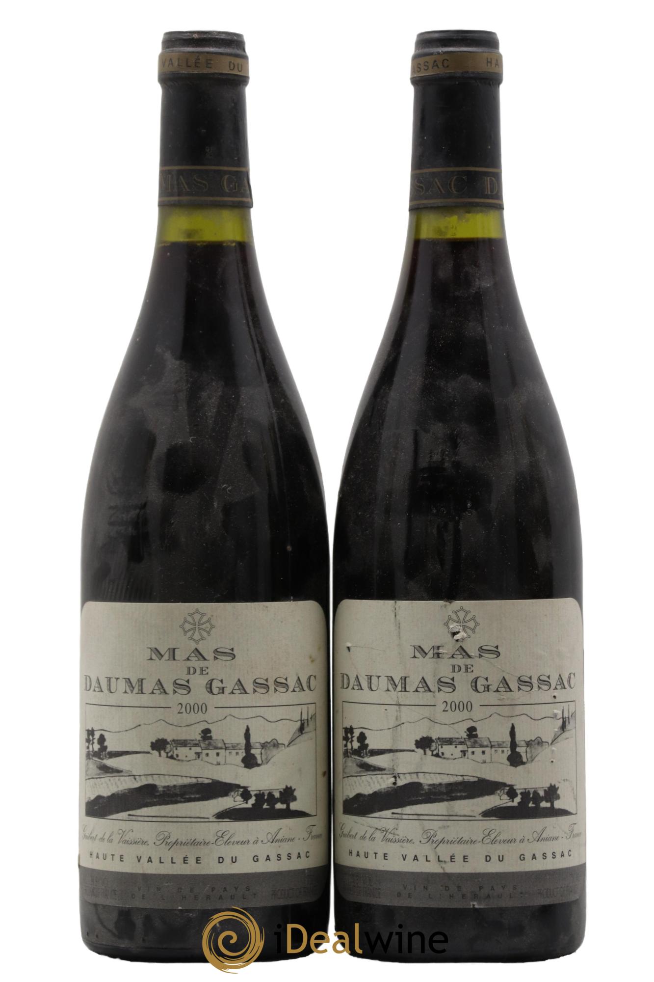 IGP St Guilhem-le-Désert - Cité d'Aniane Mas Daumas Gassac Famille Guibert de La Vaissière 2000 - Lot de 2 bouteilles - 0