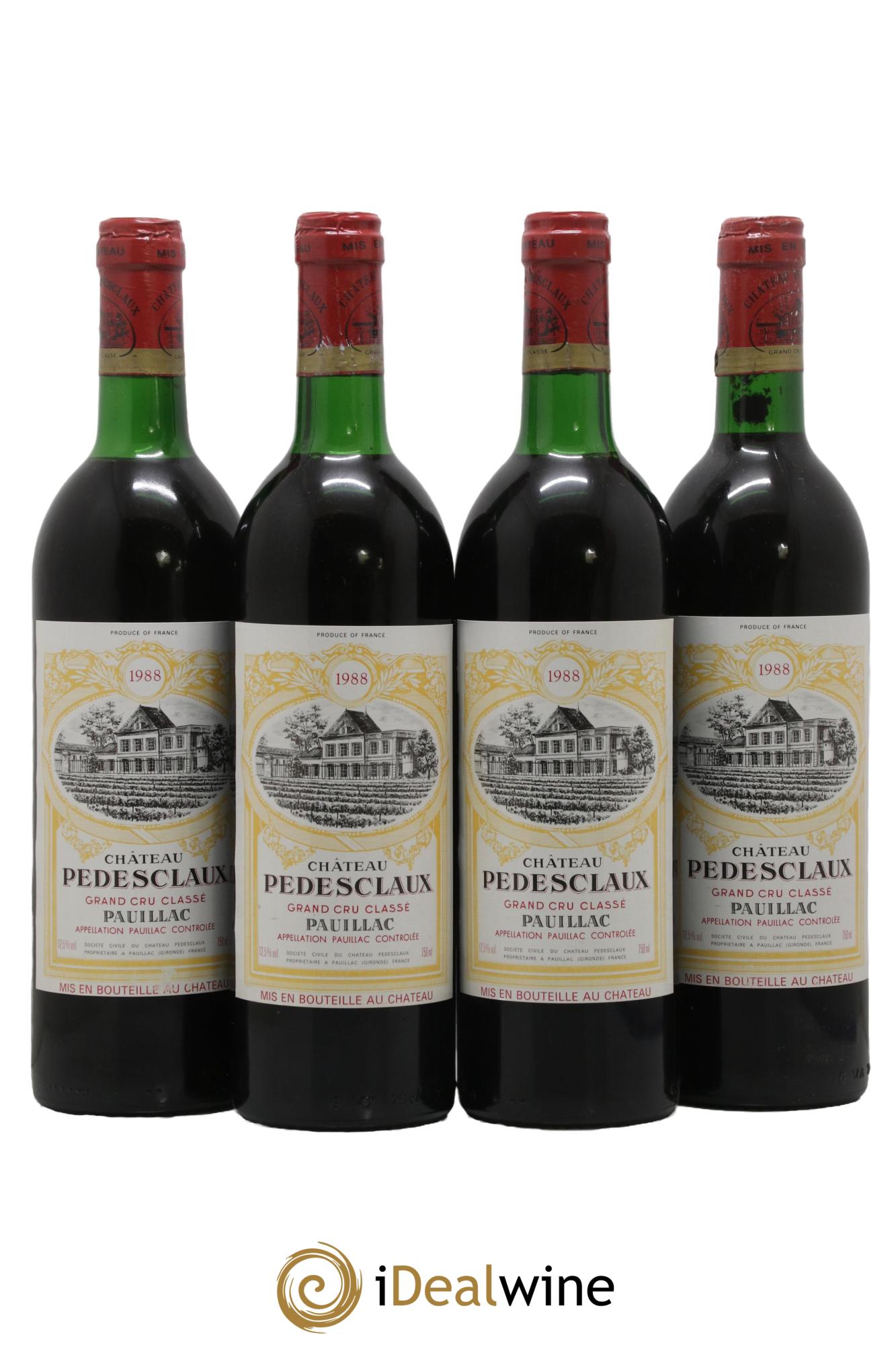 Château Pedesclaux 5ème Grand Cru Classé  1988 - Lot de 4 bouteilles - 0