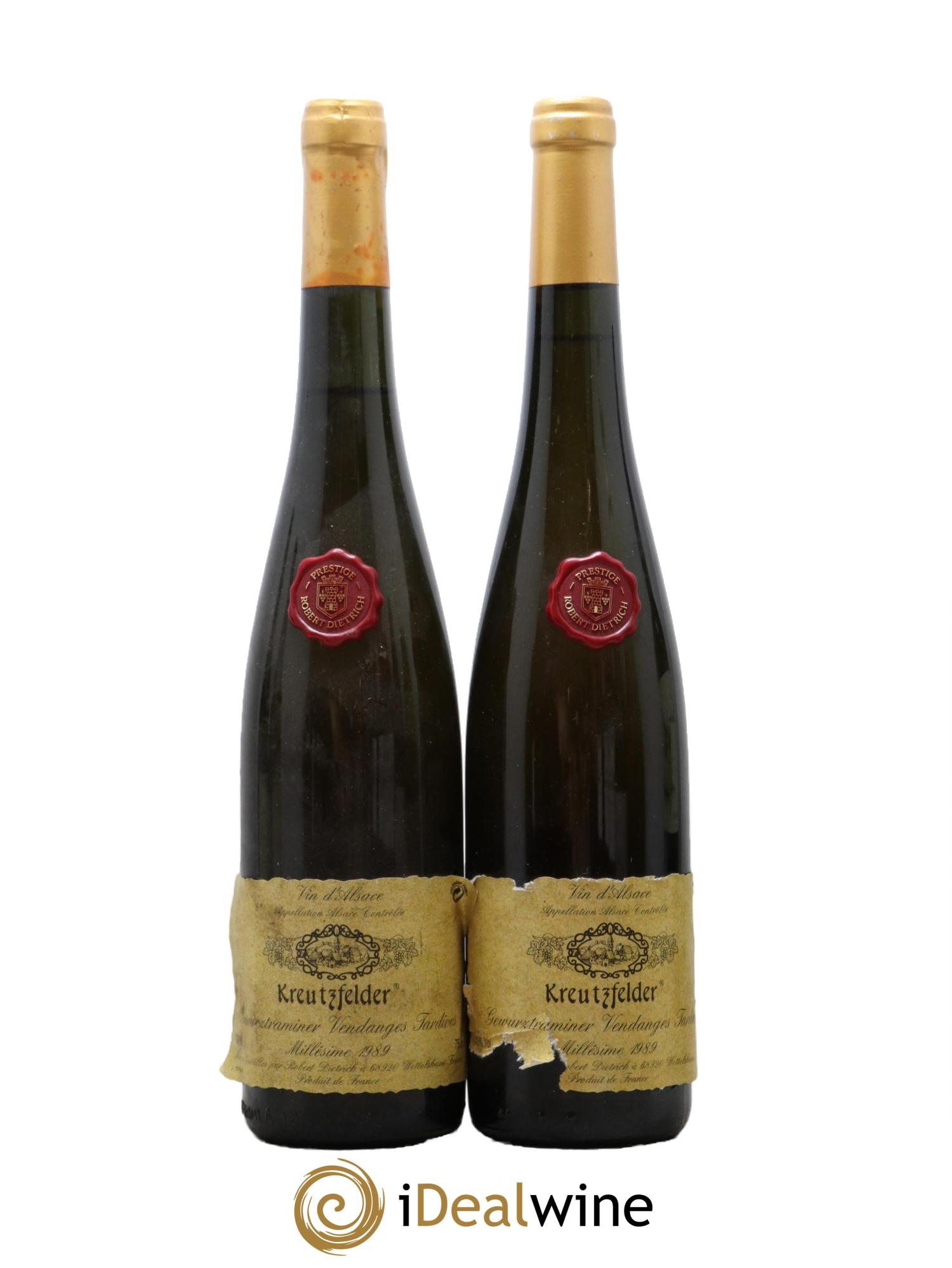 Alsace Gewurztraminer Kreutzfelder Vendanges Tardives Domaine Robert Dietrich 1989 - Posten von 2 Flaschen - 0