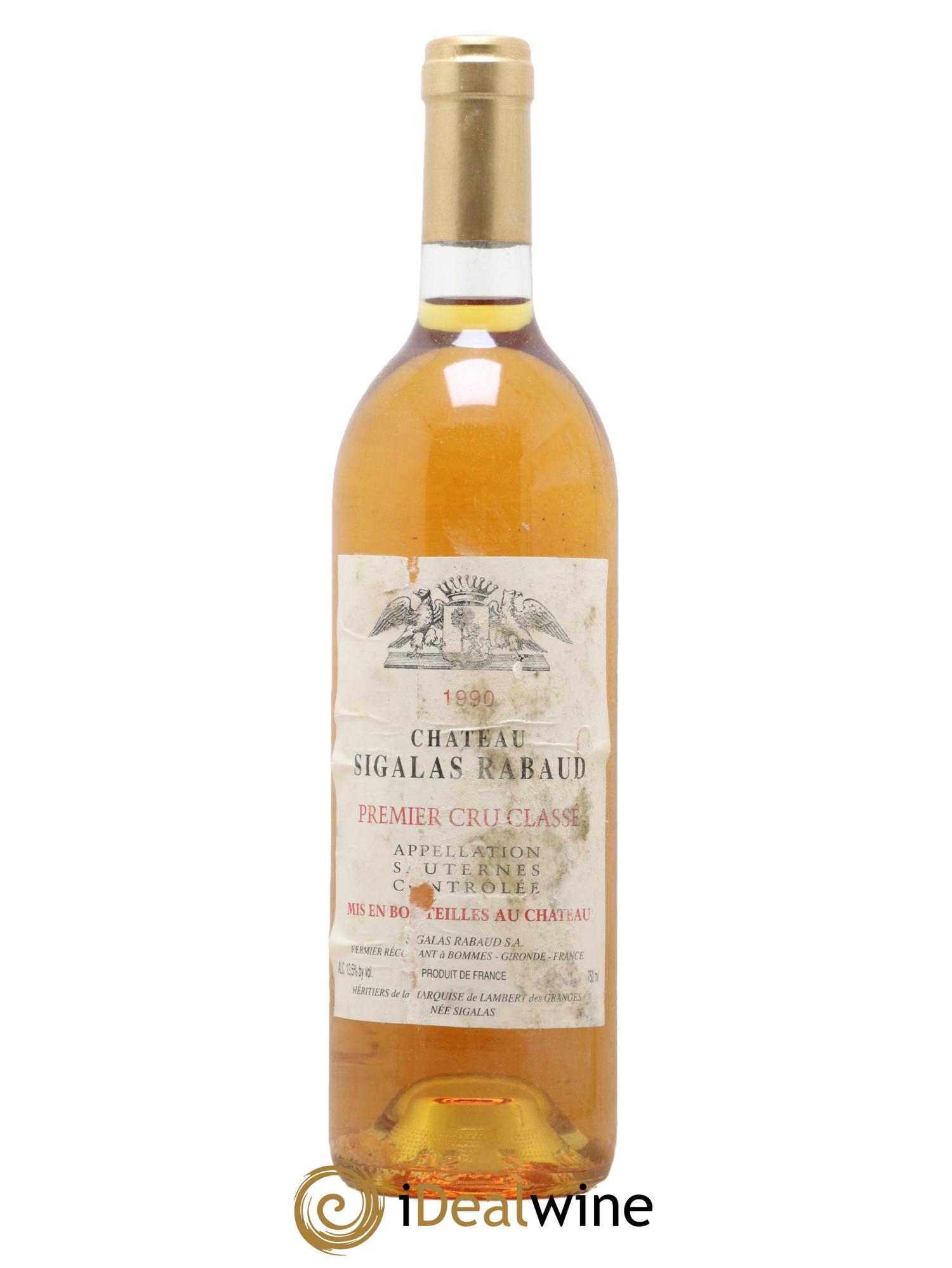 Château Sigalas Rabaud 1er Grand Cru Classé 1990 - Posten von 1 Flasche - 0