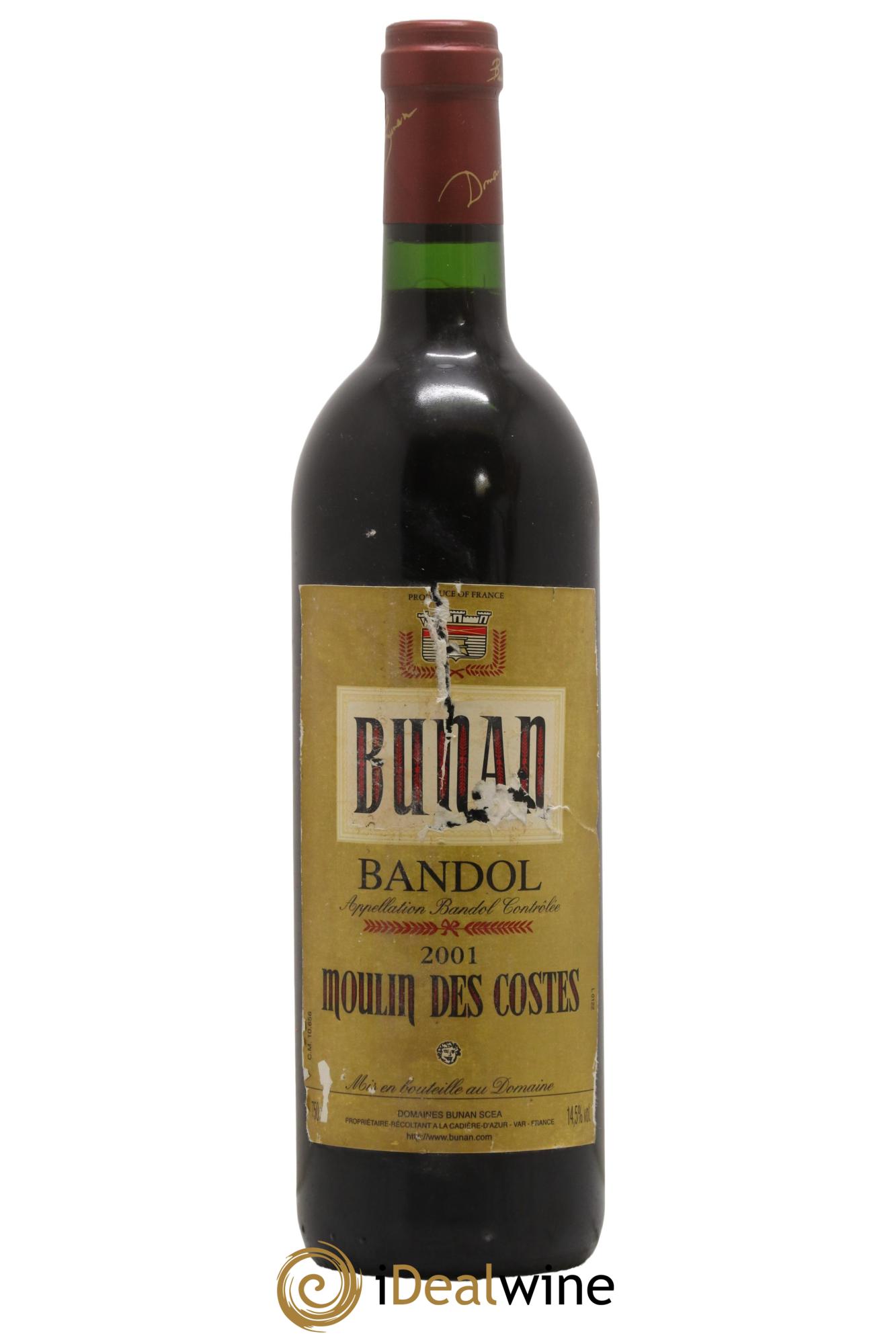 Bandol Moulin Des Costes Domaine Bunan 2001 - Lot de 1 bouteille - 0