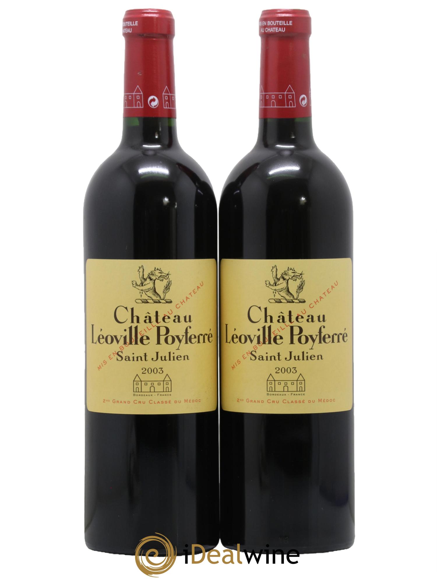 Château Léoville Poyferré 2ème Grand Cru Classé 2003 - Lot de 2 bouteilles - 0