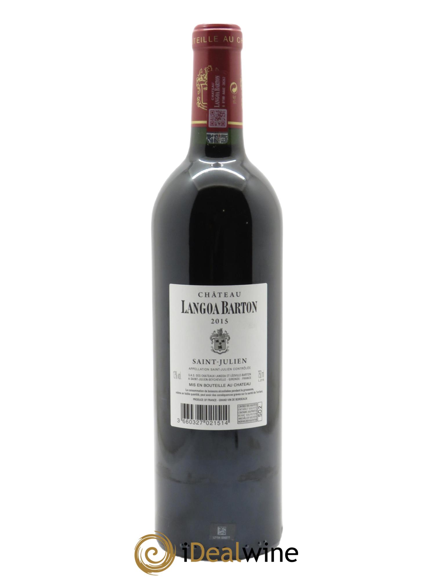 Château Langoa Barton 3ème Grand Cru Classé (CBO à partir de 12 bts) 2015 - Lot de 1 bouteille - 1