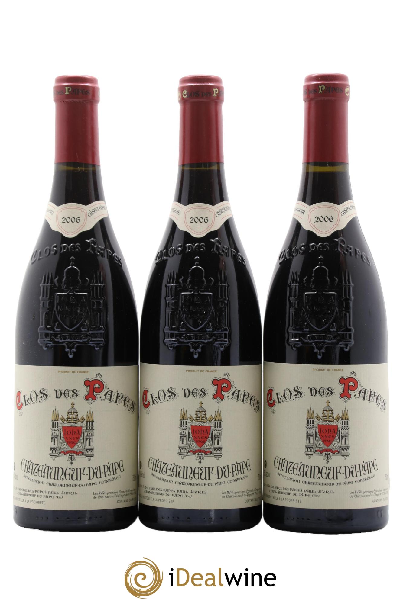 Châteauneuf-du-Pape Clos des Papes - Paul Avril 2006 - Lot de 3 bouteilles - 0