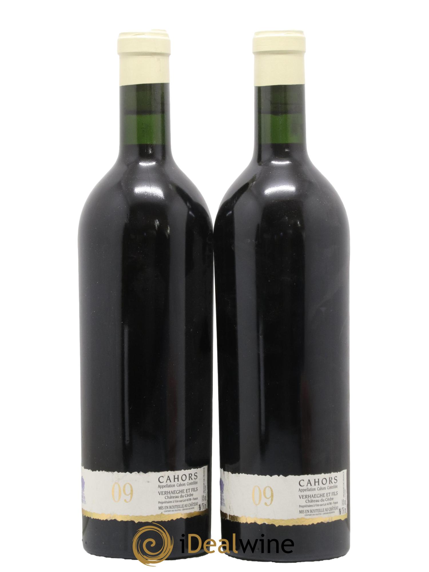 Cahors Château du Cèdre GC Pascal et Jean-Marc Verhaeghe 2009 - Lot of 2 bottles - 1