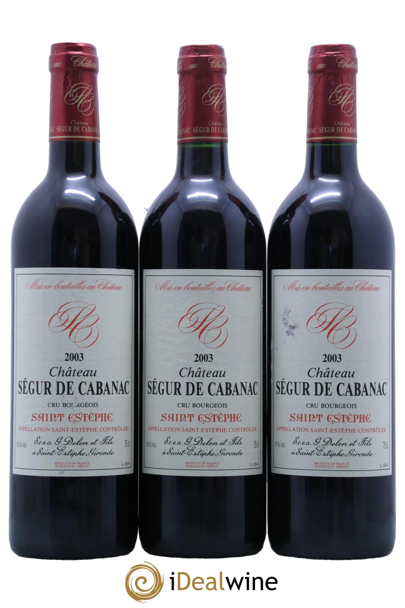 Château Ségur de Cabanac Cru Bourgeois  2003 - Lot of 3 bottles - 0