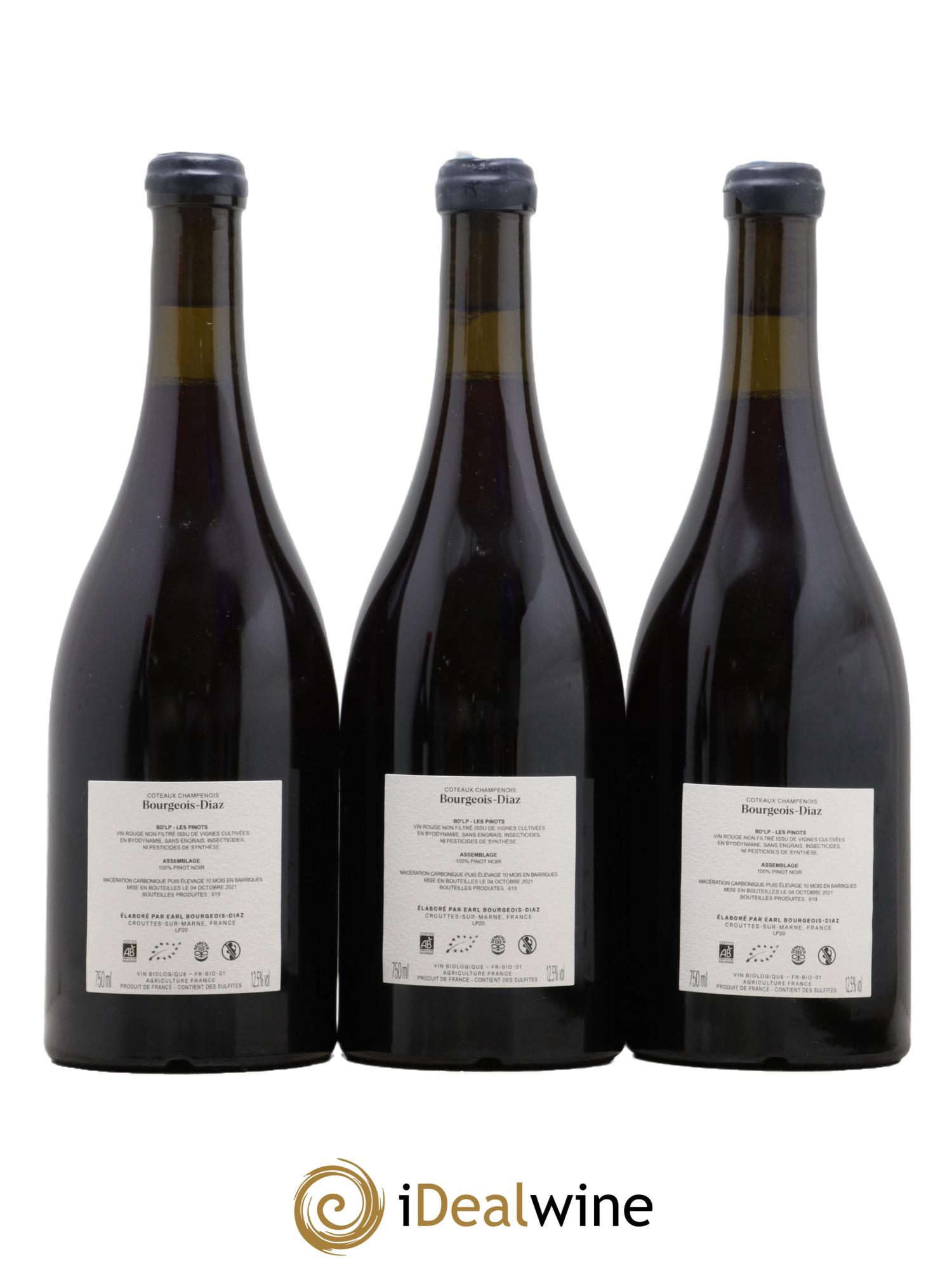 Coteaux Champenois BD Les Pinots Bourgeois Diaz 2020 - Lot de 3 bouteilles - 1