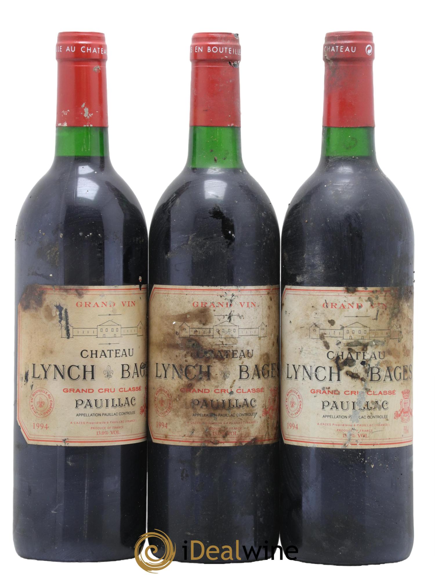 Château Lynch Bages 5ème Grand Cru Classé 1994 - Lot de 3 bouteilles - 0