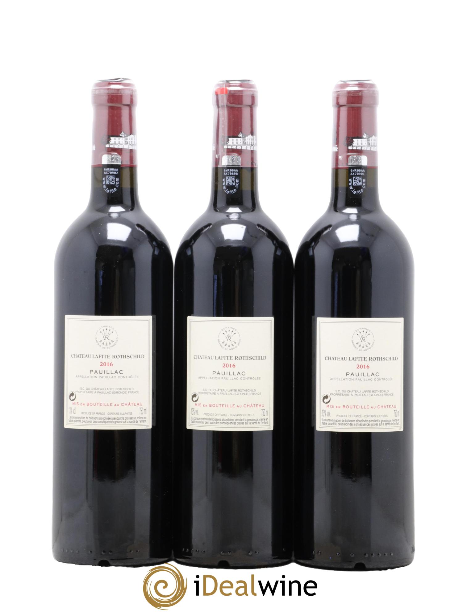 Château Lafite Rothschild 1er Grand Cru Classé 2016 - Lotto di 3 bottiglie - 1