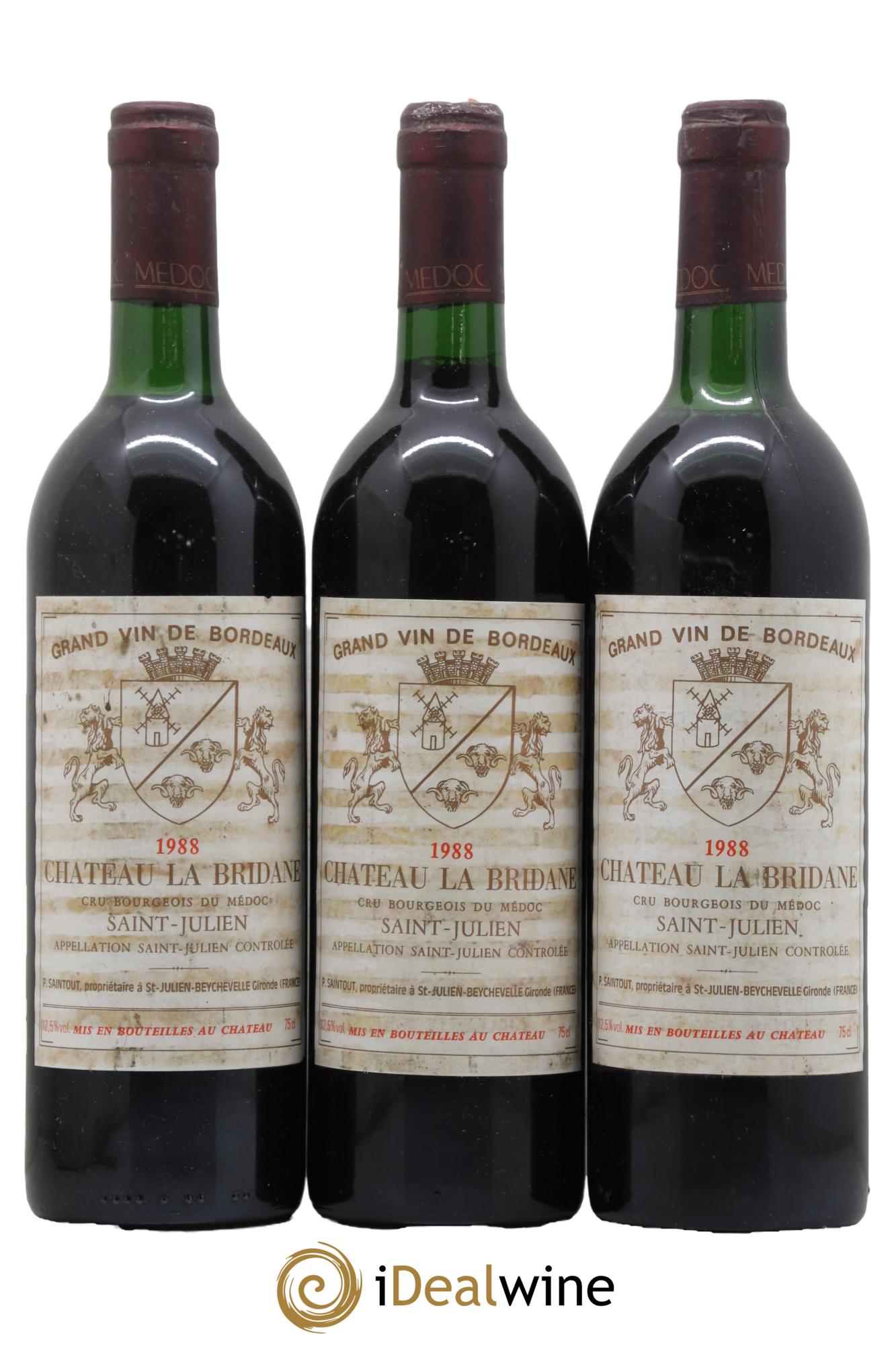 Château la Bridane Cru Bourgeois 1988 - Lot de 3 bouteilles - 0