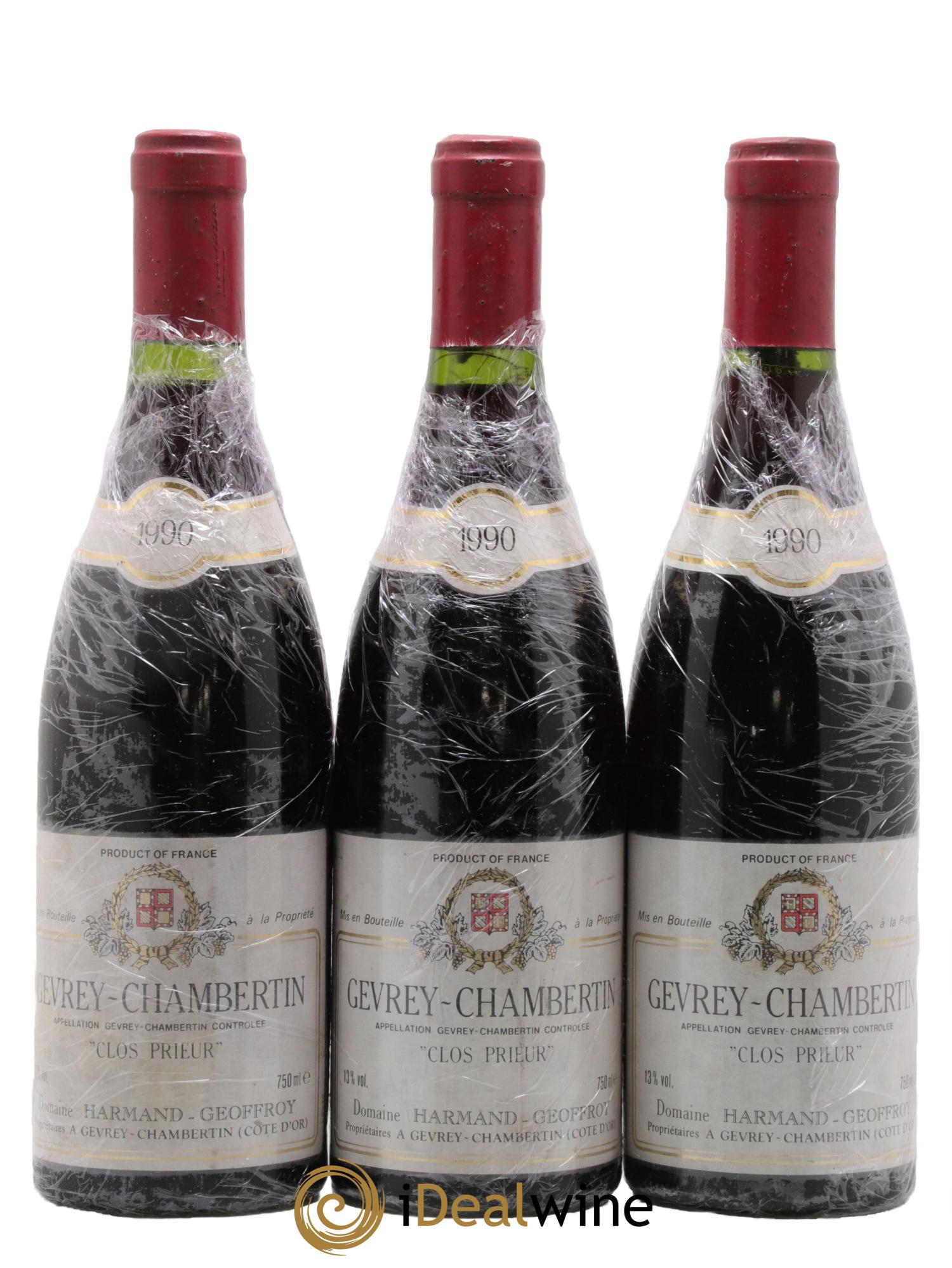 Gevrey-Chambertin Clos Prieur Harmand-Geoffroy (Domaine) 1990 - Lotto di 3 bottiglie - 0