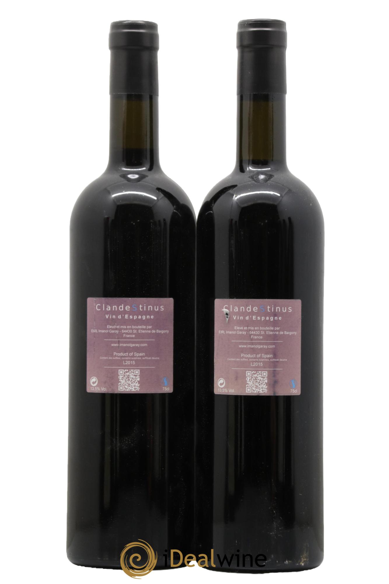 Espagne Vin de table ClandeStinus Imanol Garay 2015 - Lot de 2 bouteilles - 1