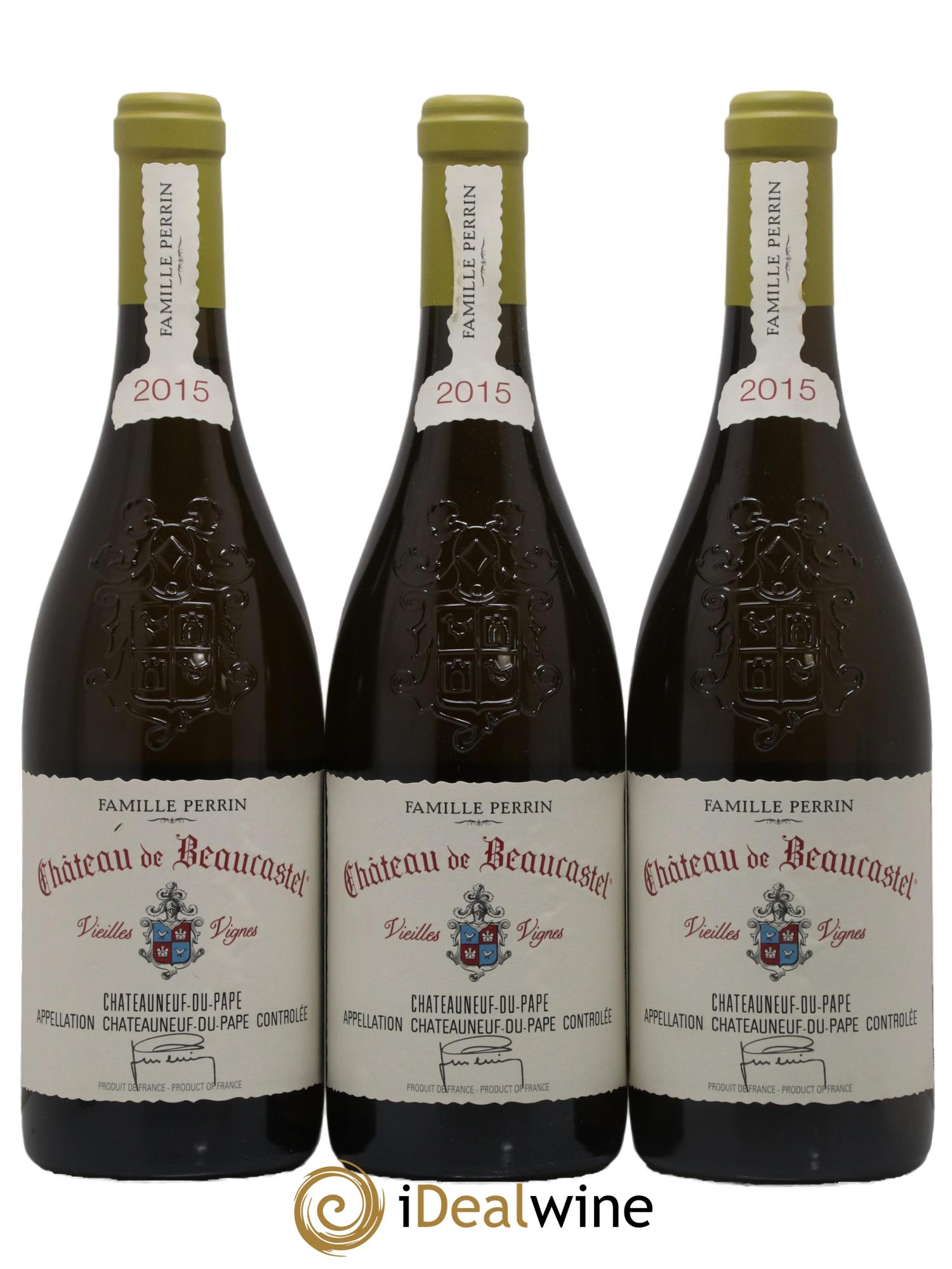 Châteauneuf-du-Pape Château de Beaucastel Vieilles vignes Roussanne Famille Perrin 2015 - Lotto di 3 bottiglie - 0