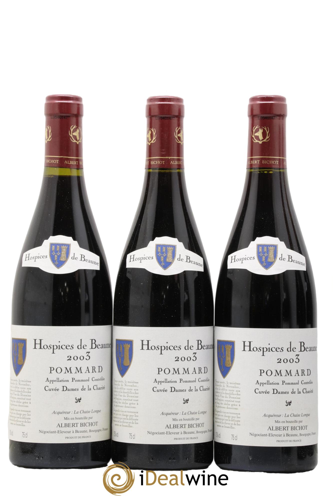 Pommard Hospices de Beaune cuvée Dames de la Charité Bichot 2003 - Lot de 6 bouteilles - 1