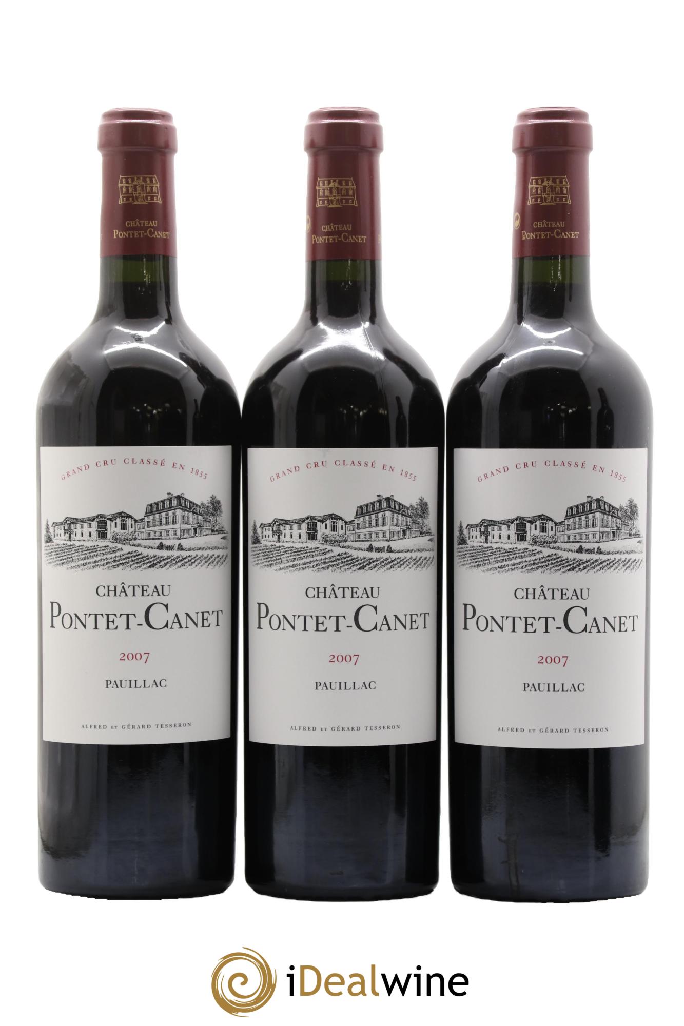 Château Pontet Canet 5ème Grand Cru Classé 2007 - Lot de 3 bouteilles - 0