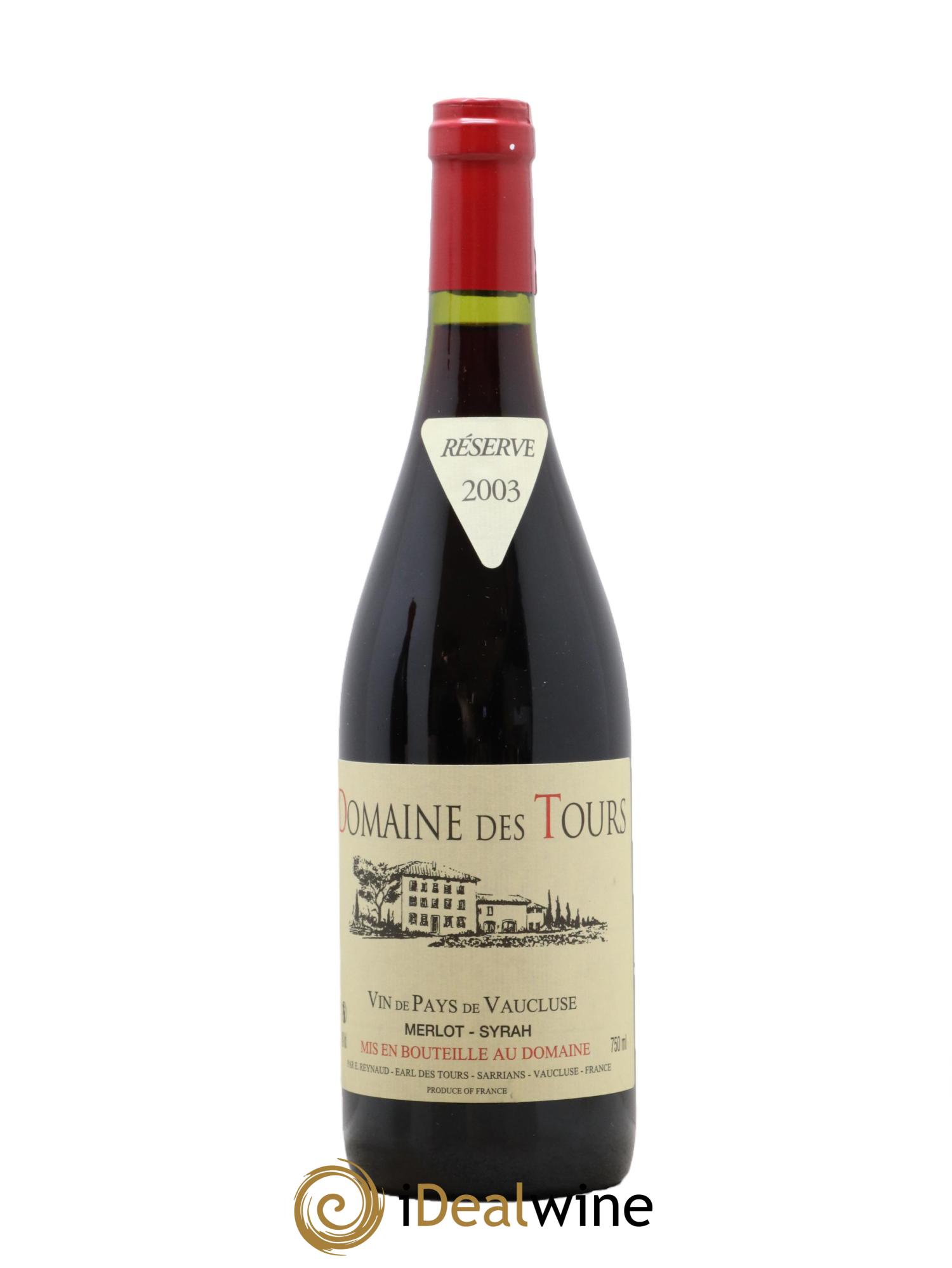 IGP Pays du Vaucluse (Vin de Pays du Vaucluse) Domaine des Tours Merlot-Syrah Emmanuel Reynaud 2003 - Lot of 1 bottle - 0