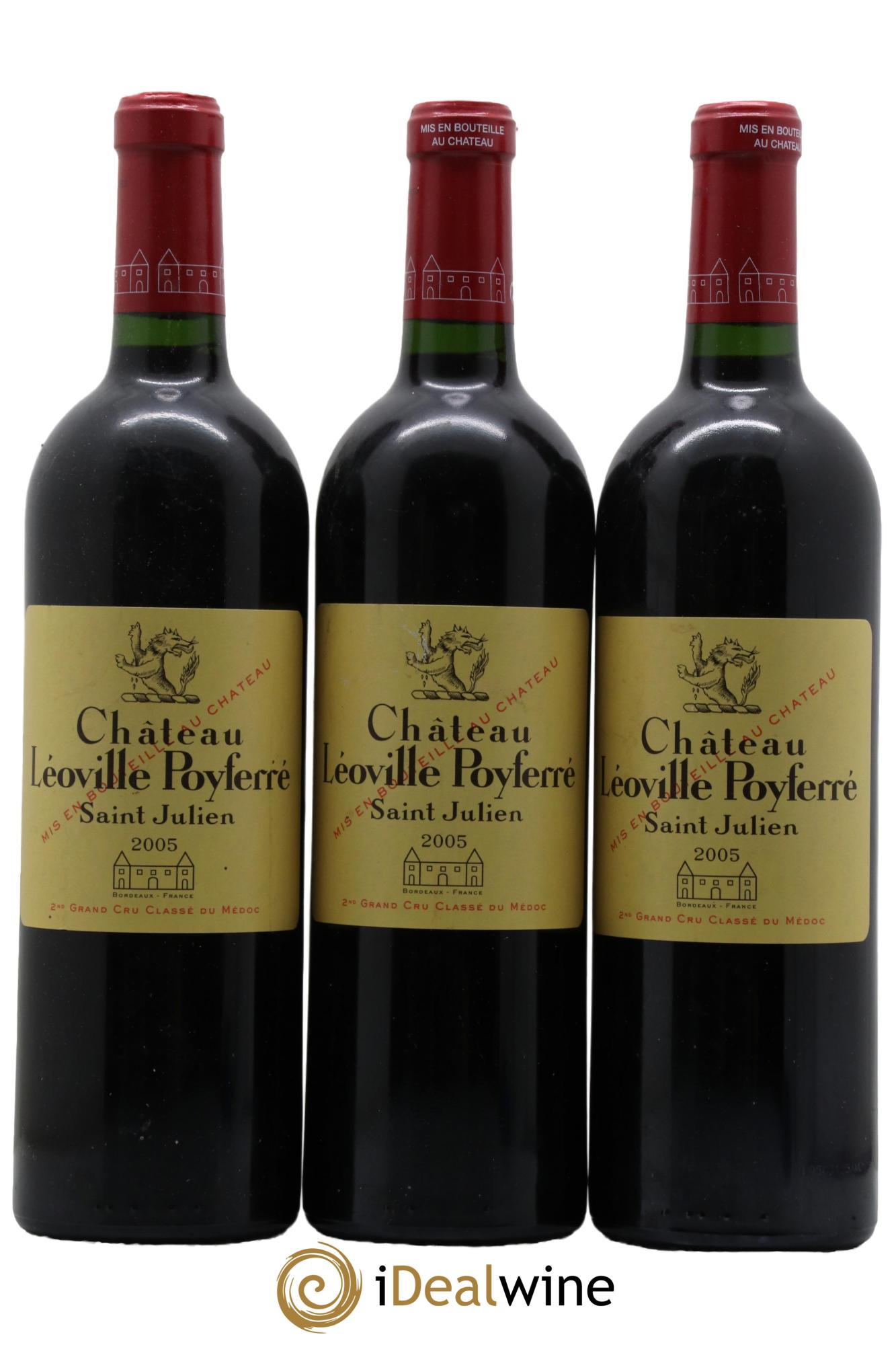 Château Léoville Poyferré 2ème Grand Cru Classé 2005 - Lotto di 3 bottiglie - 0