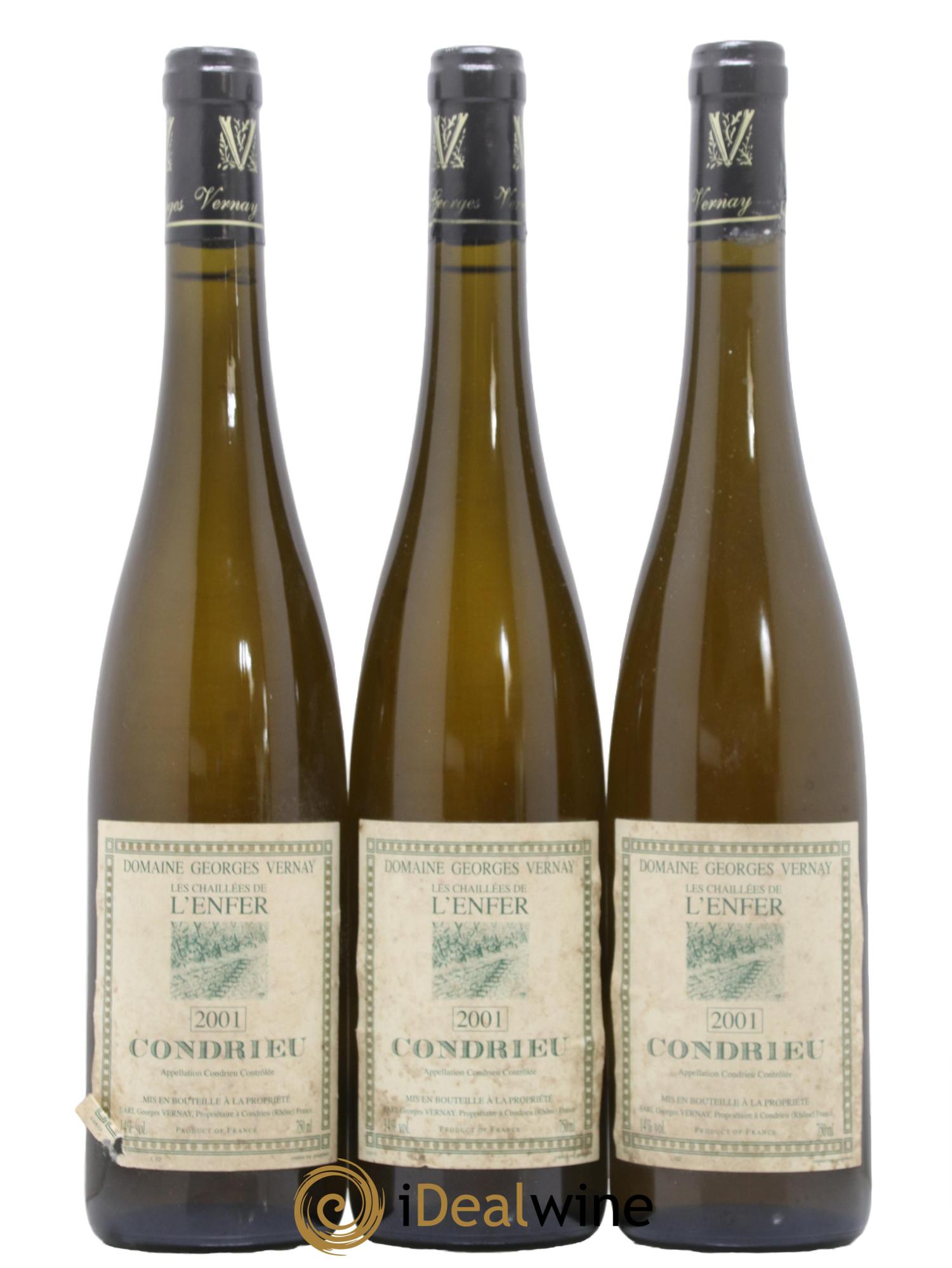 Condrieu Les Chaillées de l'Enfer Georges Vernay 2001 - Lot de 3 bouteilles - 0