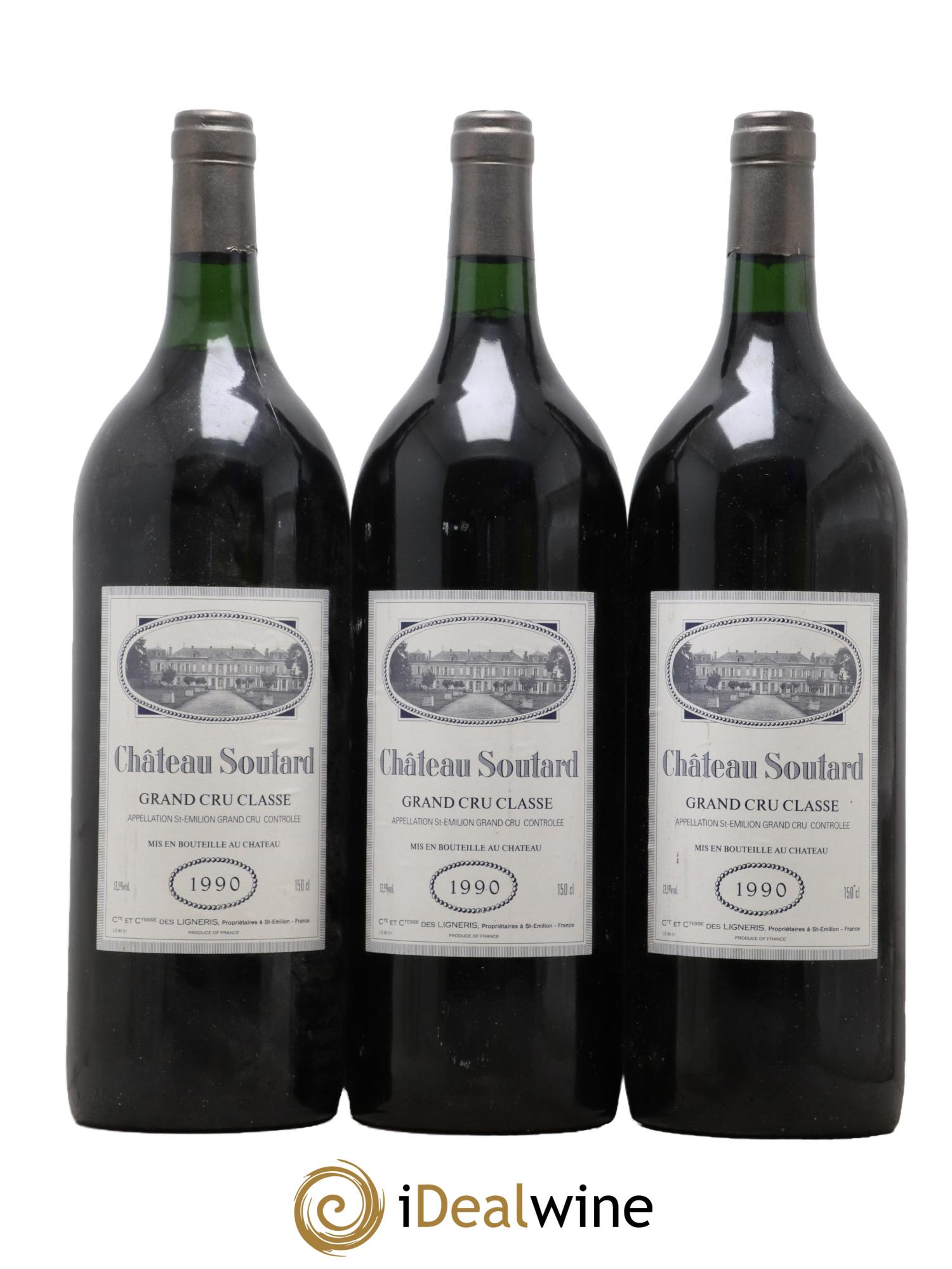 Château Soutard Grand Cru Classé 1990 - Lot of 3 magnums - 0