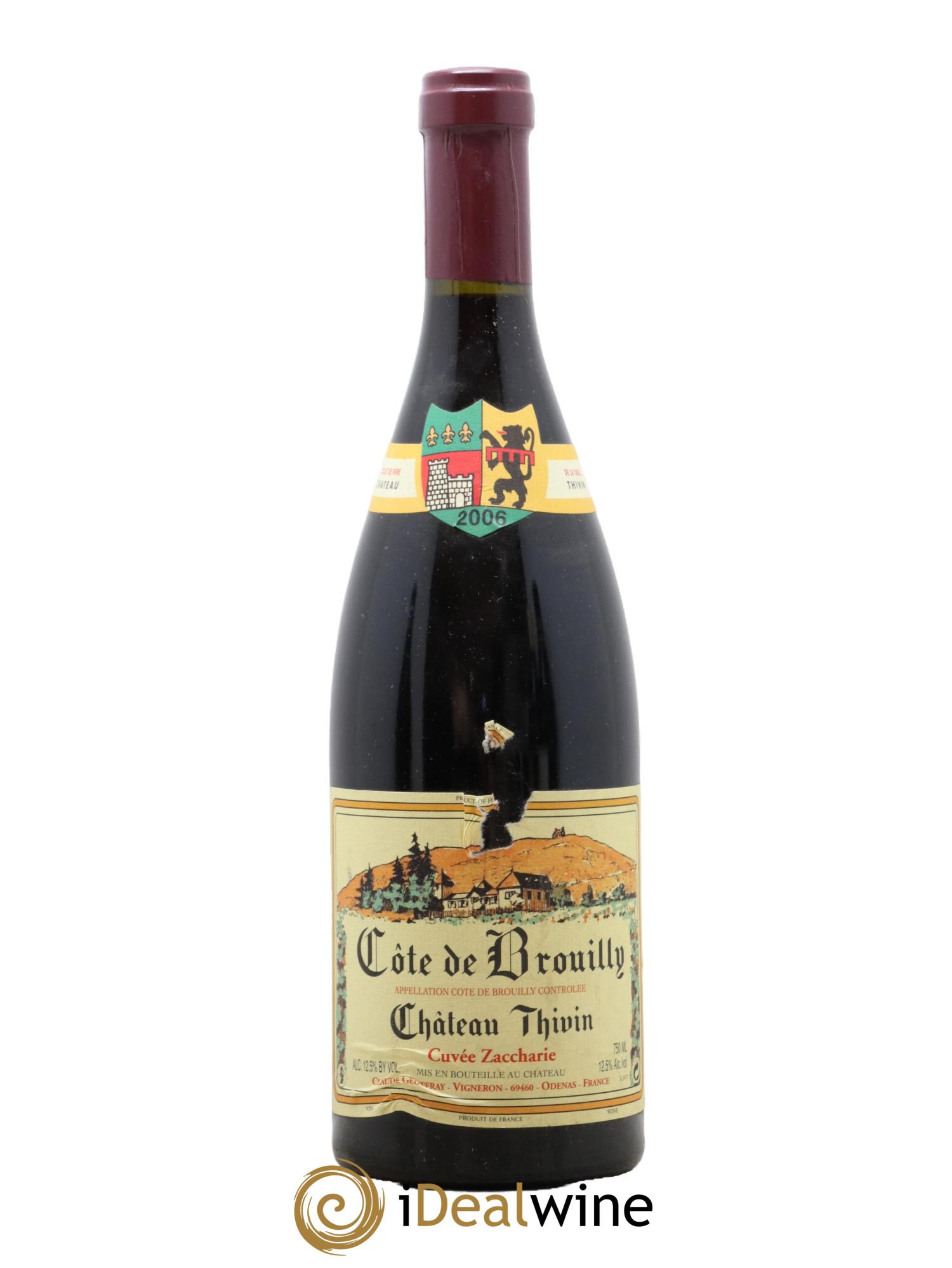 Côte de Brouilly Cuvée Zaccharie Château Thivin 2006 - Lot de 1 bouteille - 0