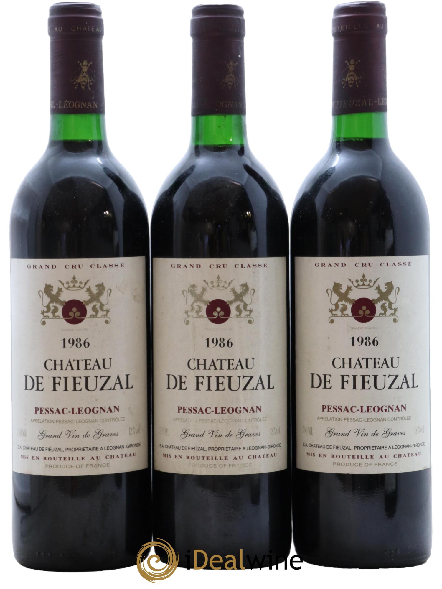 Château de Fieuzal Cru Classé de Graves 1986 - Lotto di 3 bottiglie - 0