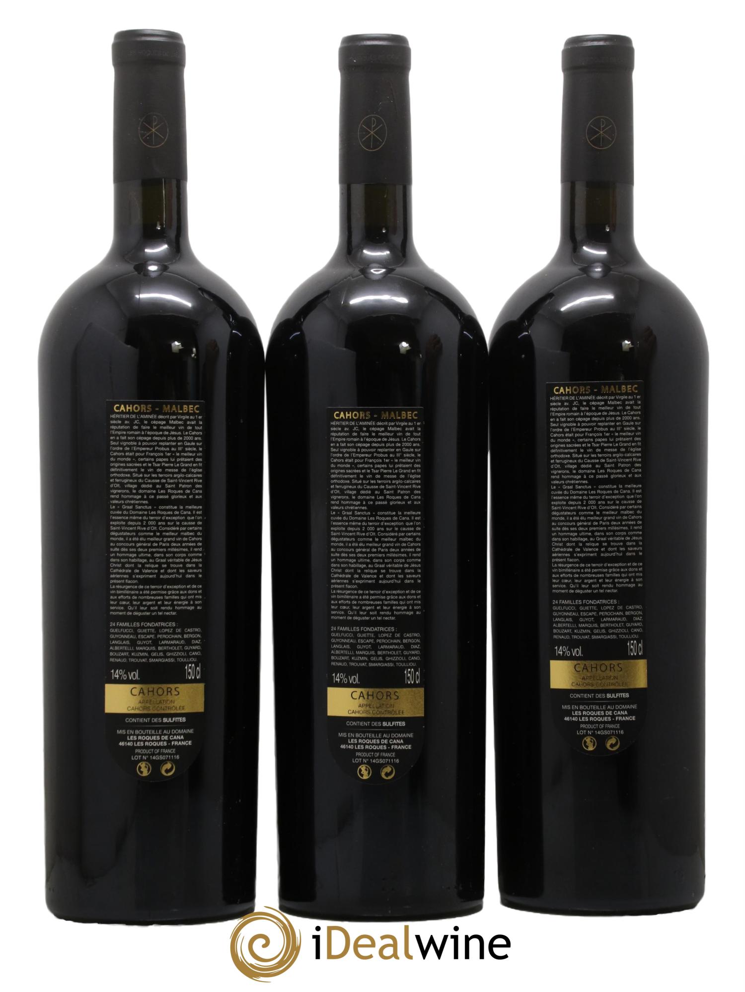 Cahors Graal Sanctus Domaine Les Roques de Cana 2014 - Lot of 3 magnums - 1