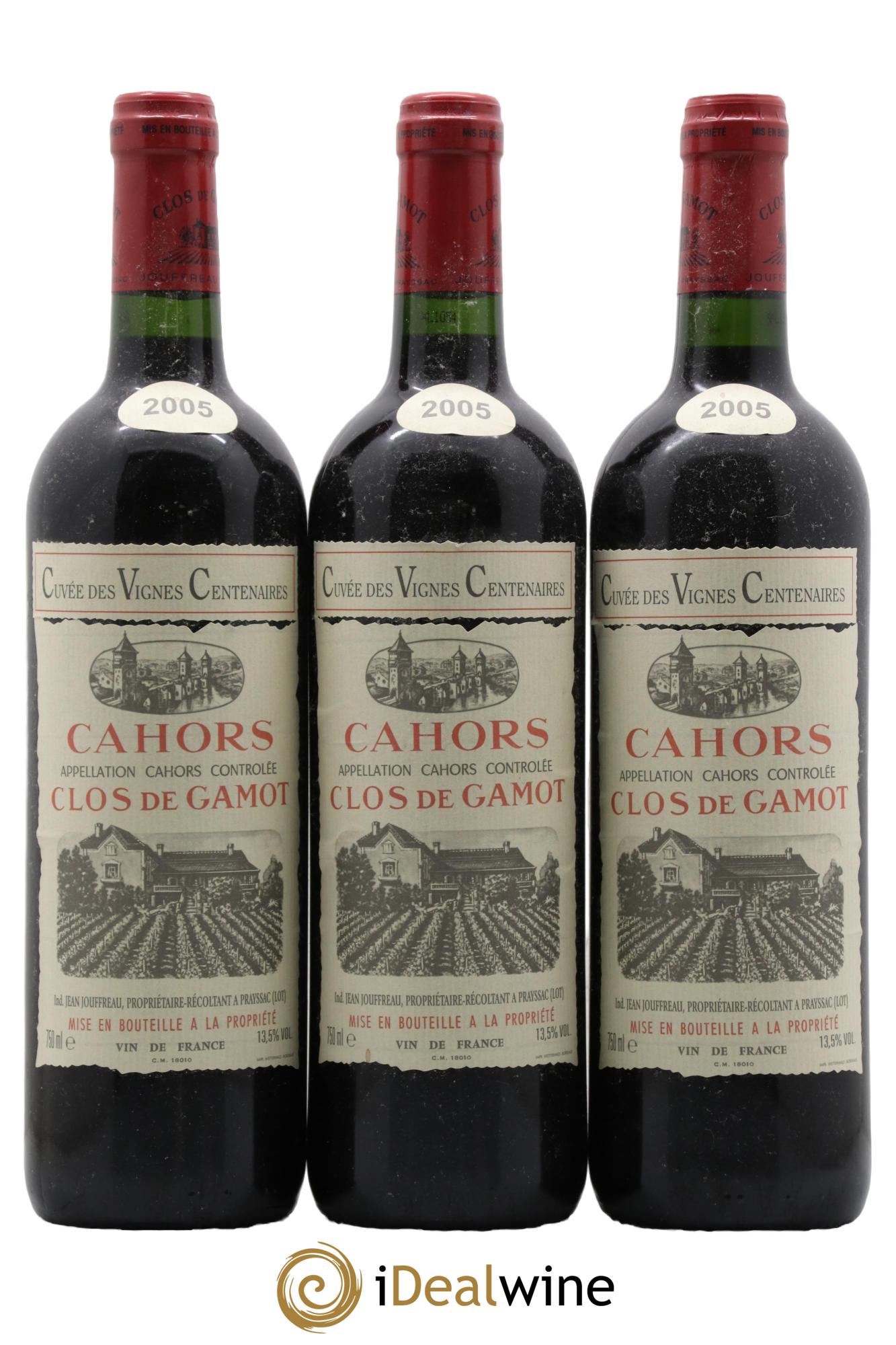 Cahors Clos de Gamot Cuvée des Vignes Centenaires 2005 - Lot of 3 bottles - 0