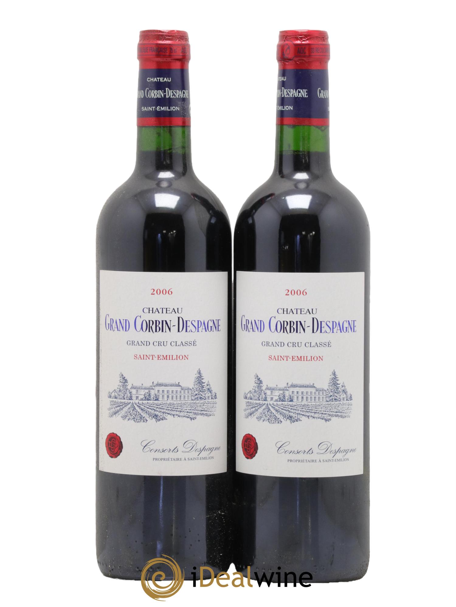 Château Grand Corbin Despagne Grand Cru Classé 2006 - Lotto di 2 bottiglie - 0