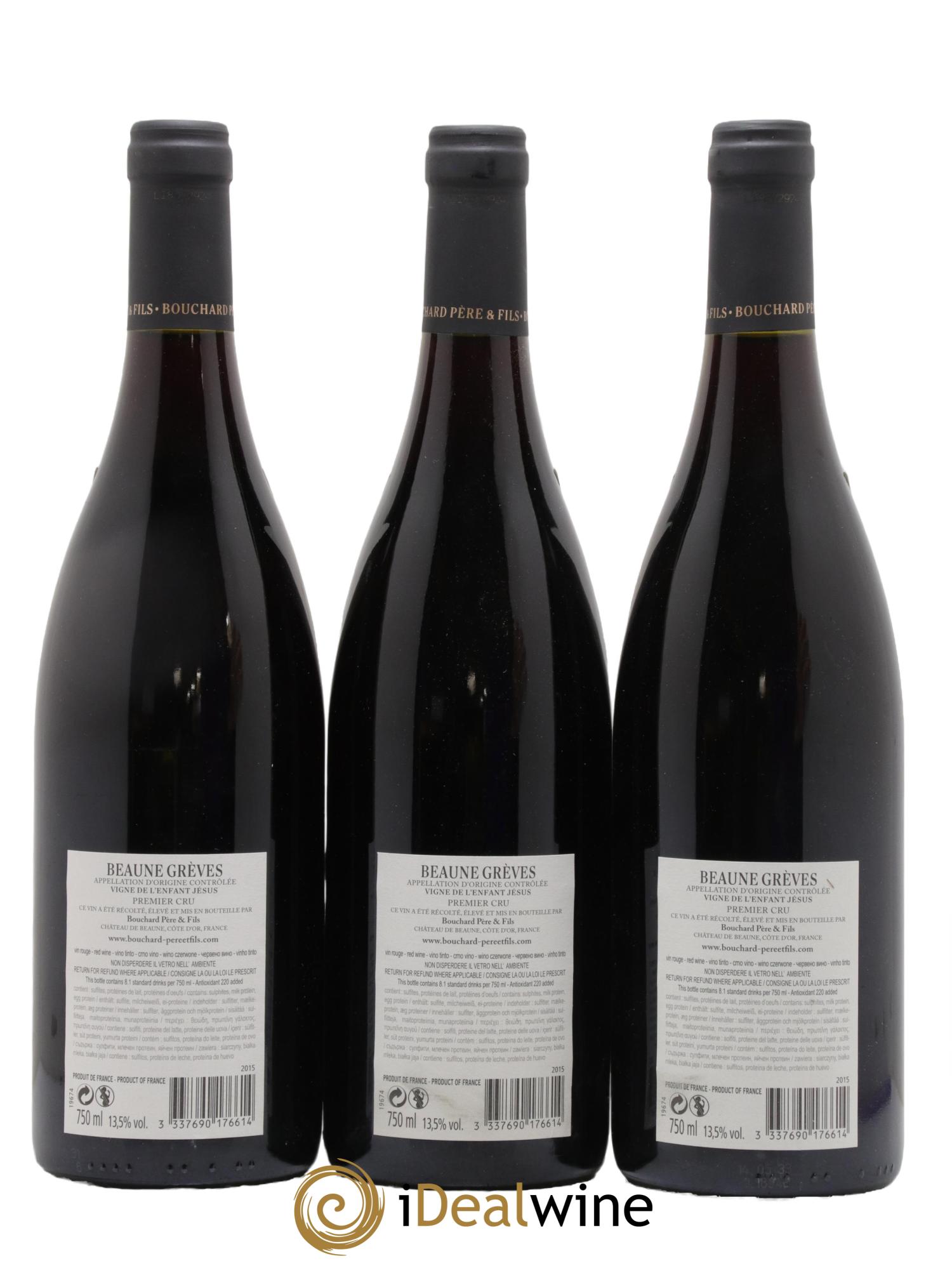 Beaune 1er Cru Grèves - Vigne de l'Enfant Jésus Bouchard Père & Fils 2015 - Lotto di 3 bottiglie - 1