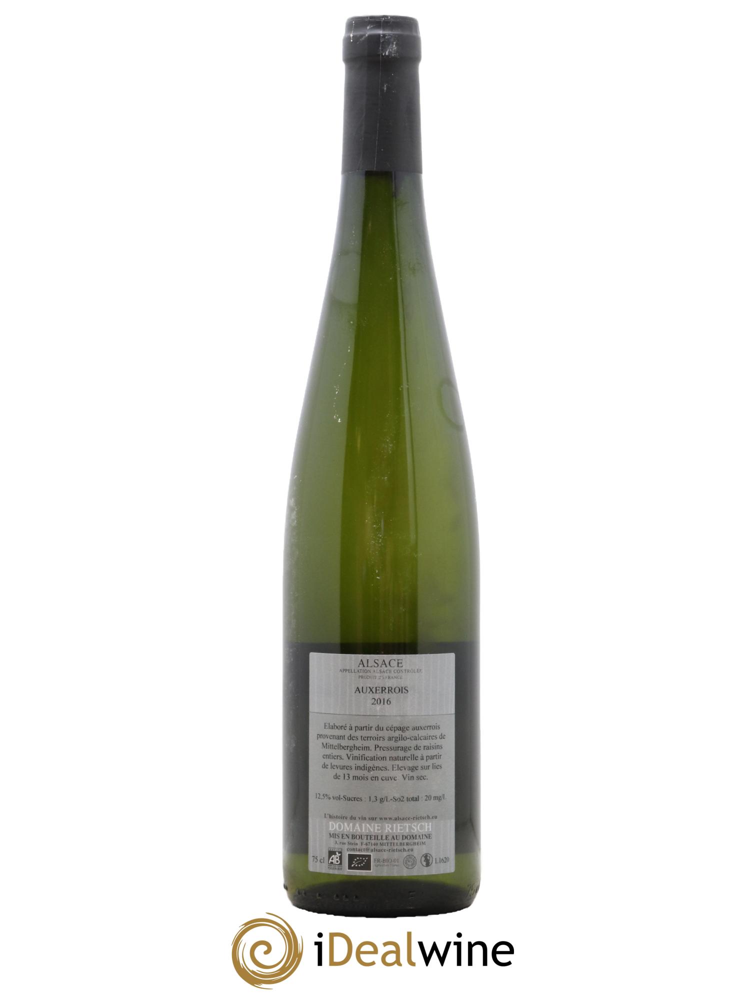 Alsace Entre Chien et Loup Rietsch Pinot Auxerrois 2016 - Lot de 1 bouteille - 1