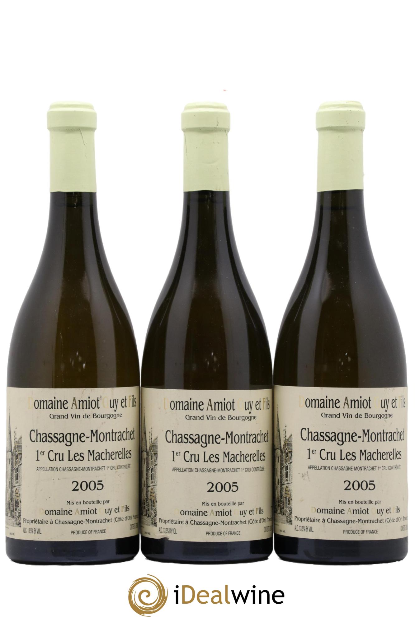 Chassagne-Montrachet 1er Cru Les Macherelles Domaine Guy Amiot et Fils 2005 - Lotto di 3 bottiglie - 0