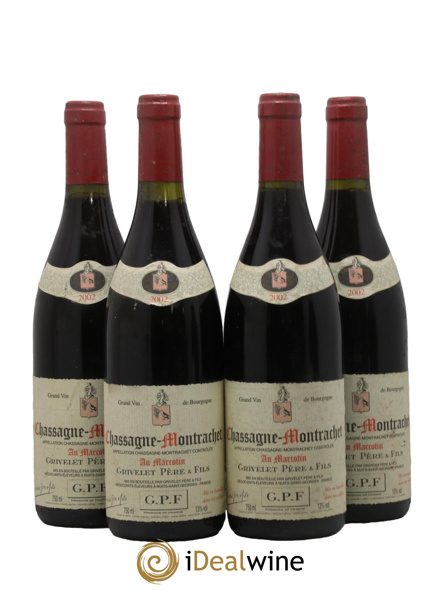 Chassagne-Montrachet Au Marcotin Domaine Grivelet 2002 - Lot de 4 bouteilles - 0