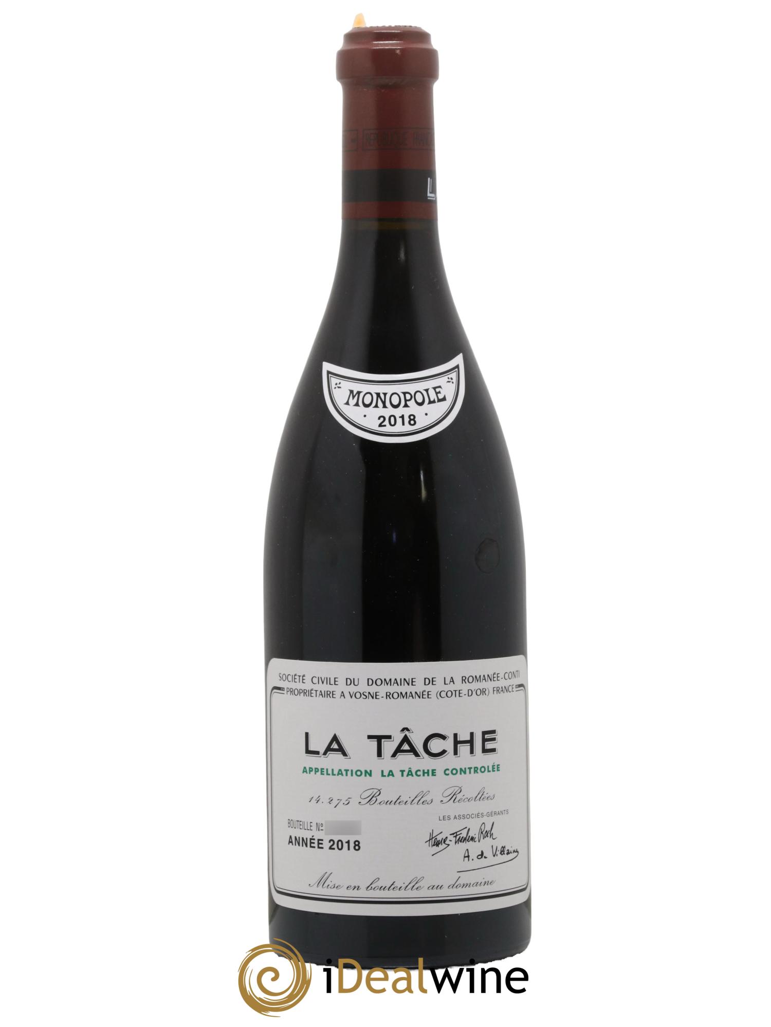 La Tâche Grand Cru Domaine de la Romanée-Conti 2018 - Lot of 1 bottle - 0