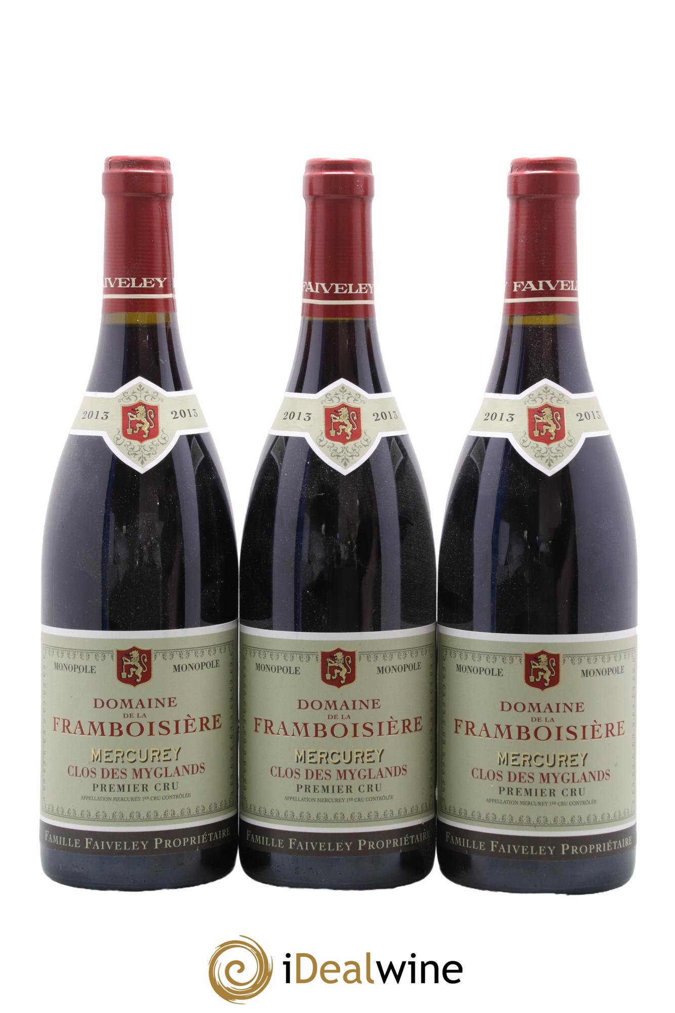 Mercurey 1er Cru Clos des Myglands Domaine de la Framboisière Faiveley 2013 - Lot de 3 bouteilles - 0