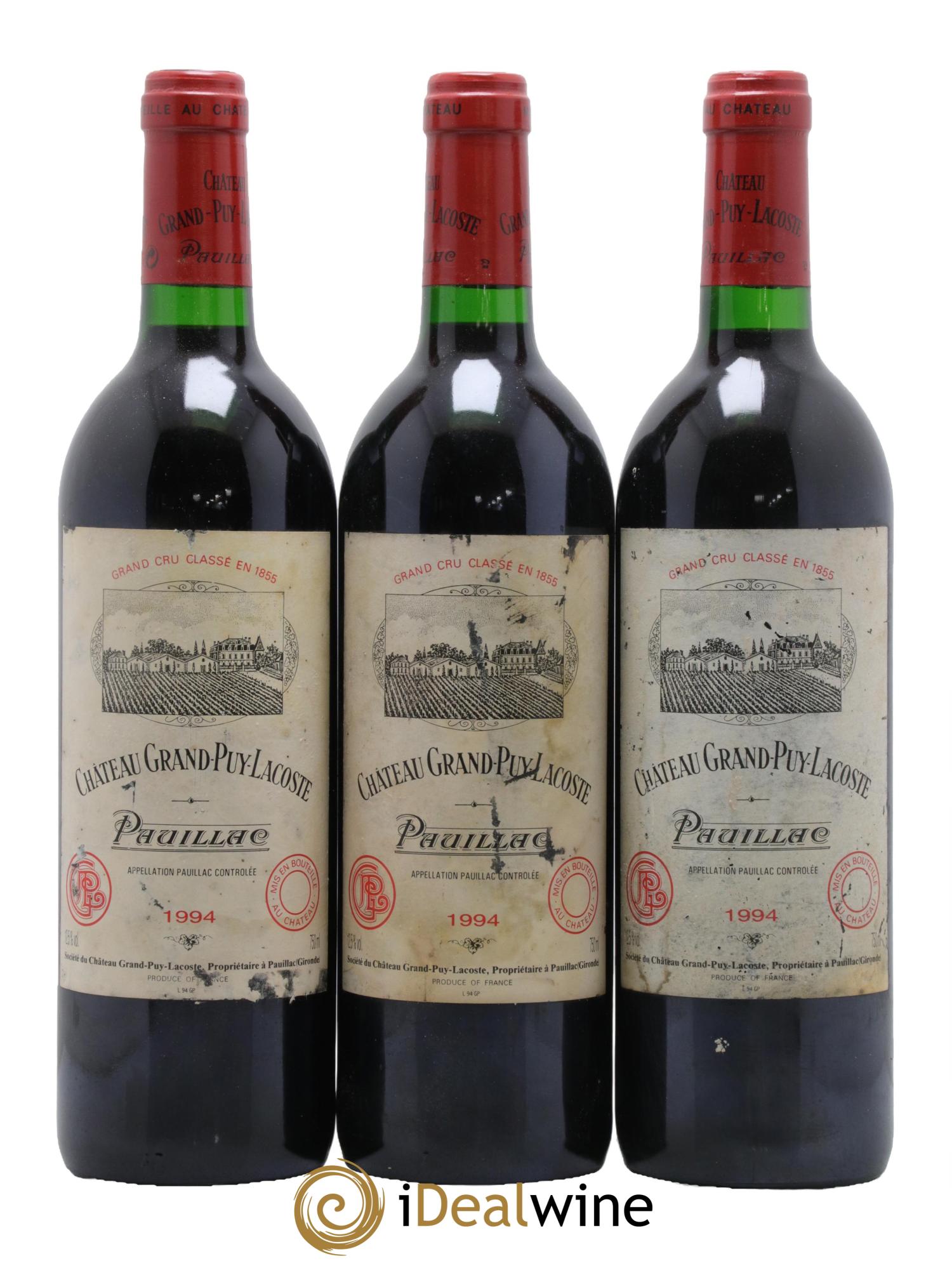 Château Grand Puy Lacoste 5ème Grand Cru Classé 1994 - Lot de 3 bouteilles - 0