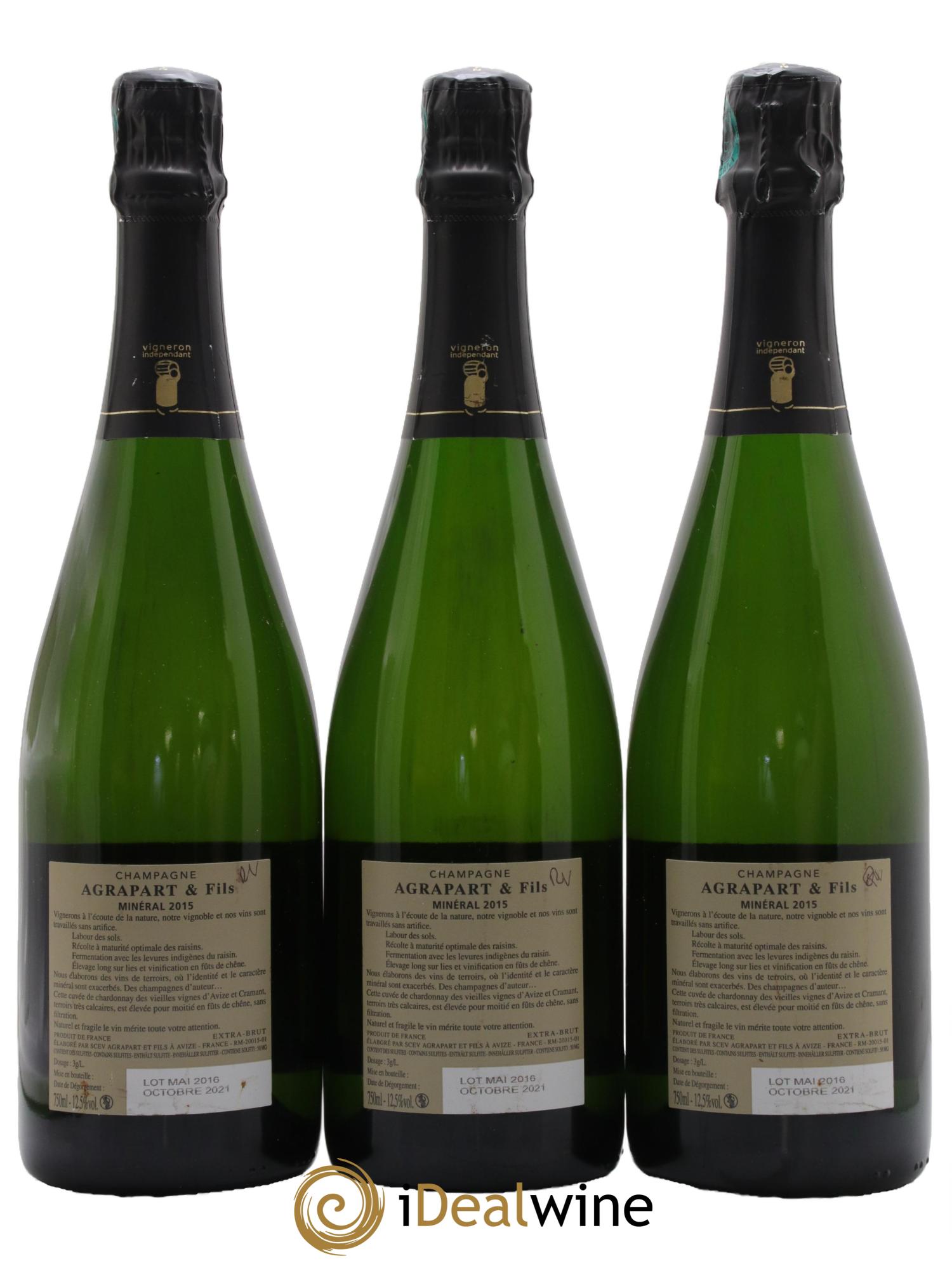 Minéral Extra-Brut Blanc de blancs Agrapart & Fils 2015 - Lot of 3 bottles - 1