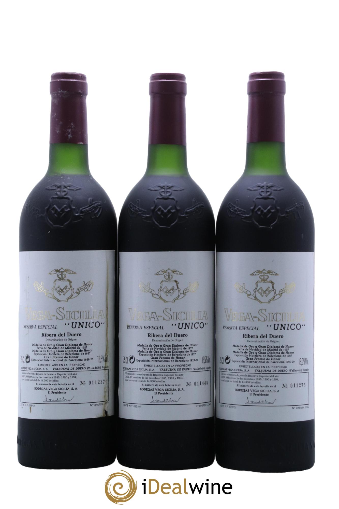 Ribera Del Duero Vega Sicilia Unico Reserva Especial Famille Alvarez  - Posten von 3 Flaschen - 0