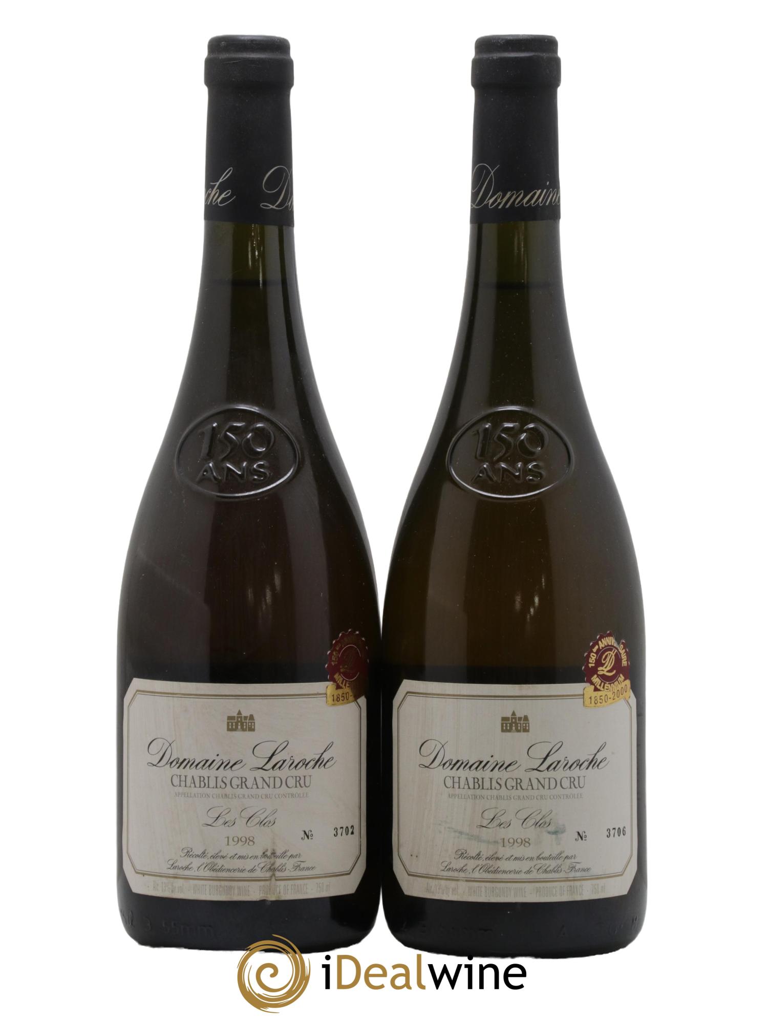 Chablis Grand Cru Les Clos Domaine Laroche  1998 - Posten von 2 Flaschen - 0