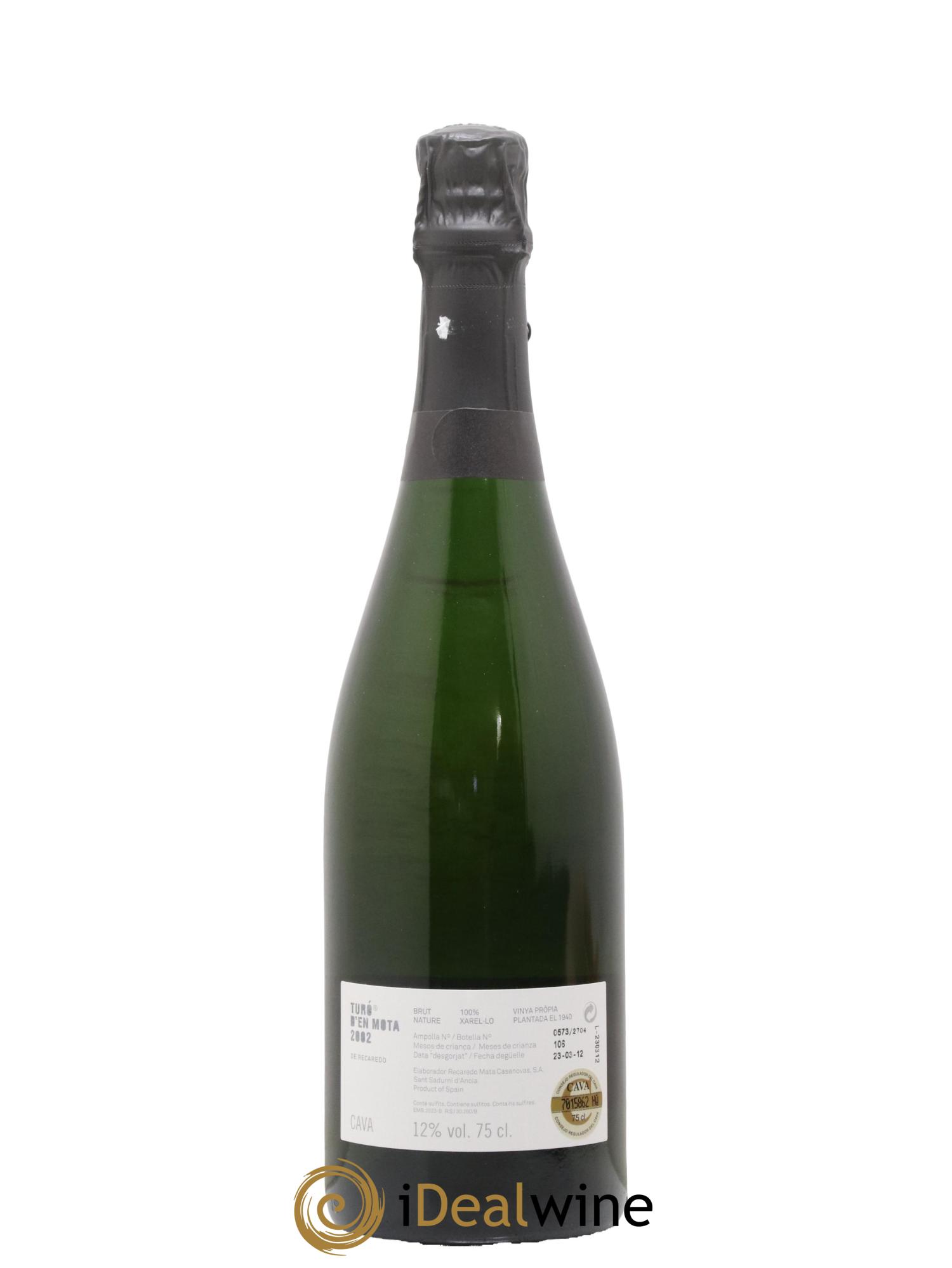 Espagne Cava Brut Nature Turo d'En Mota Recaredo 2002 - Lot de 1 bouteille - 2