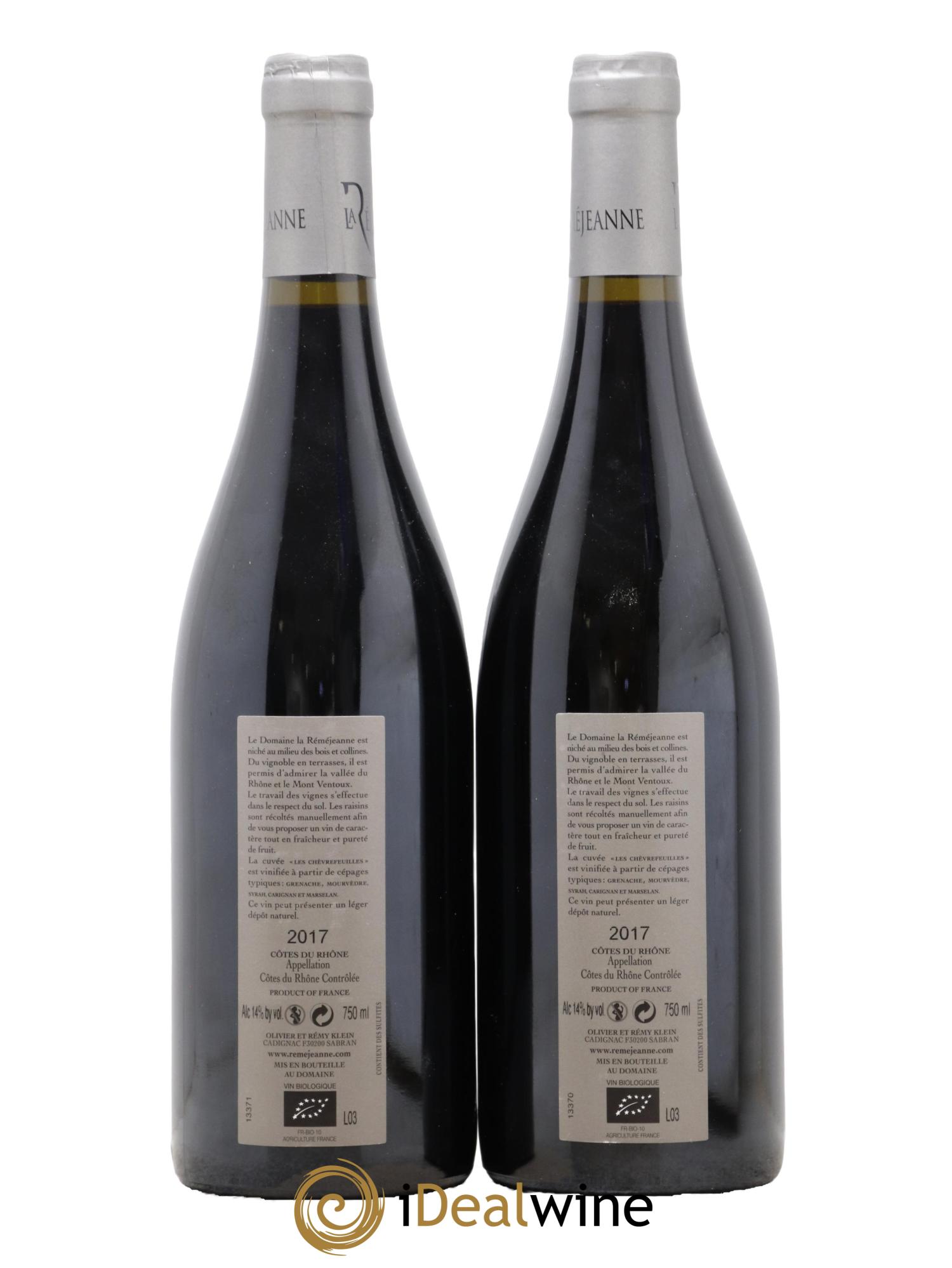 Côtes du Rhône Les Chèvrefeuilles La Réméjeanne 2017 - Lot of 2 bottles - 1