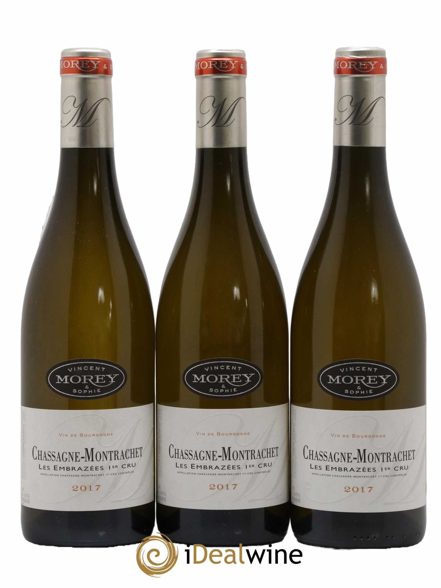 Chassagne-Montrachet 1er Cru Les Embrazées Vincent et Sophie Morey  2017 - Lot de 3 bouteilles - 0