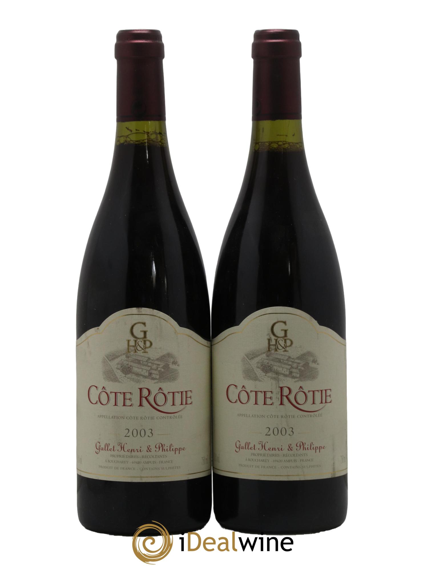 Côte-Rôtie Domaine Gallet 2003 - Lotto di 2 bottiglie - 0