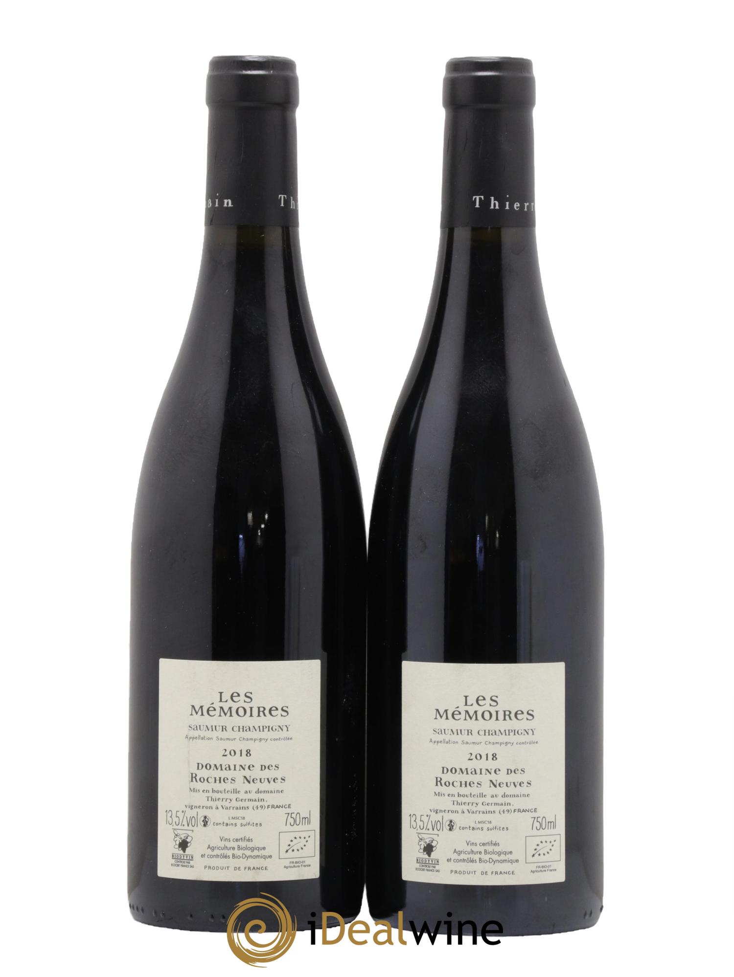 Saumur-Champigny Les Mémoires Domaine des Roches Neuves - Thierry Germain 2018 - Lot de 2 bouteilles - 1