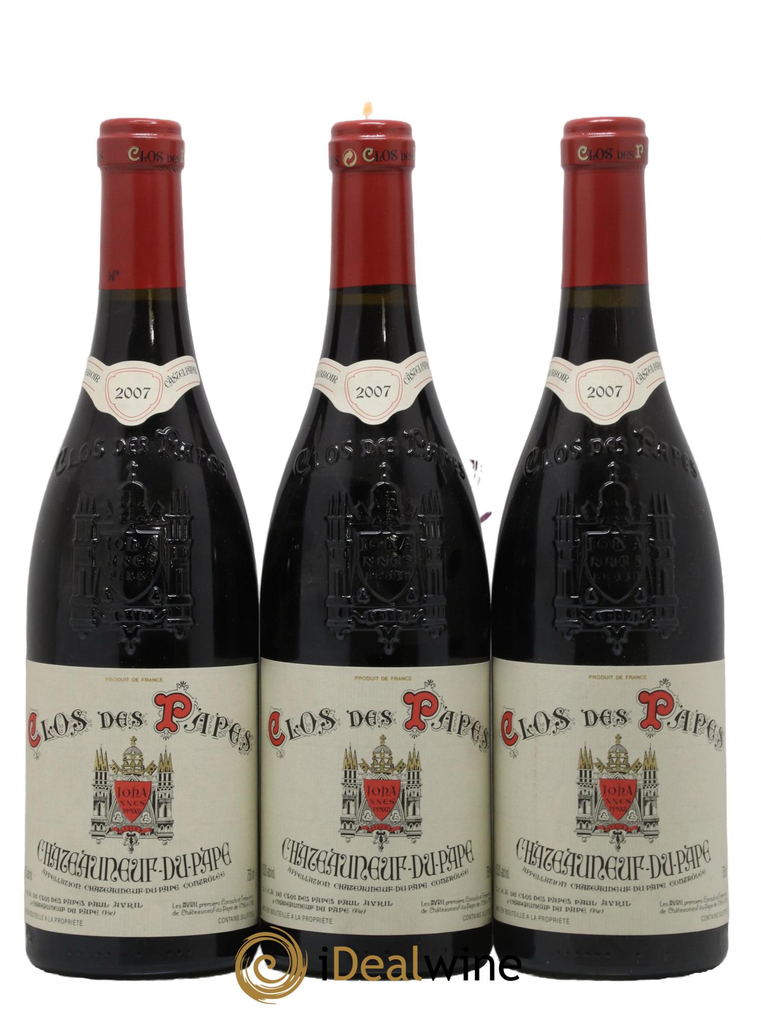 Châteauneuf-du-Pape Clos des Papes - Paul Avril 2007 - Lotto di 3 bottiglie - 0