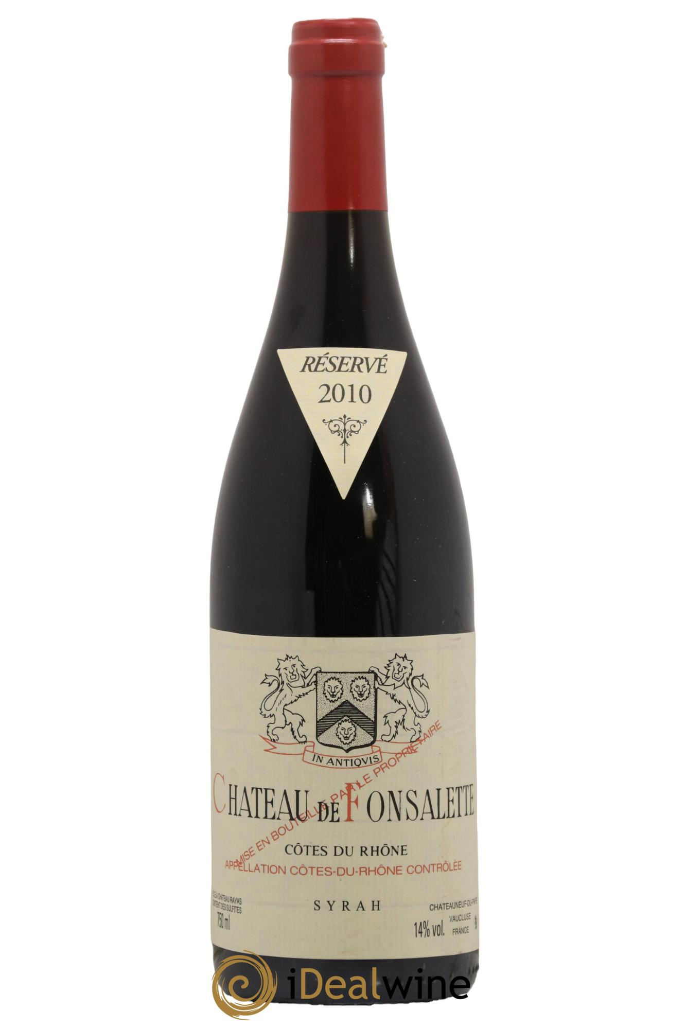 Côtes du Rhône Cuvée Syrah Château de Fonsalette 2010 - Lot de 1 bouteille - 0