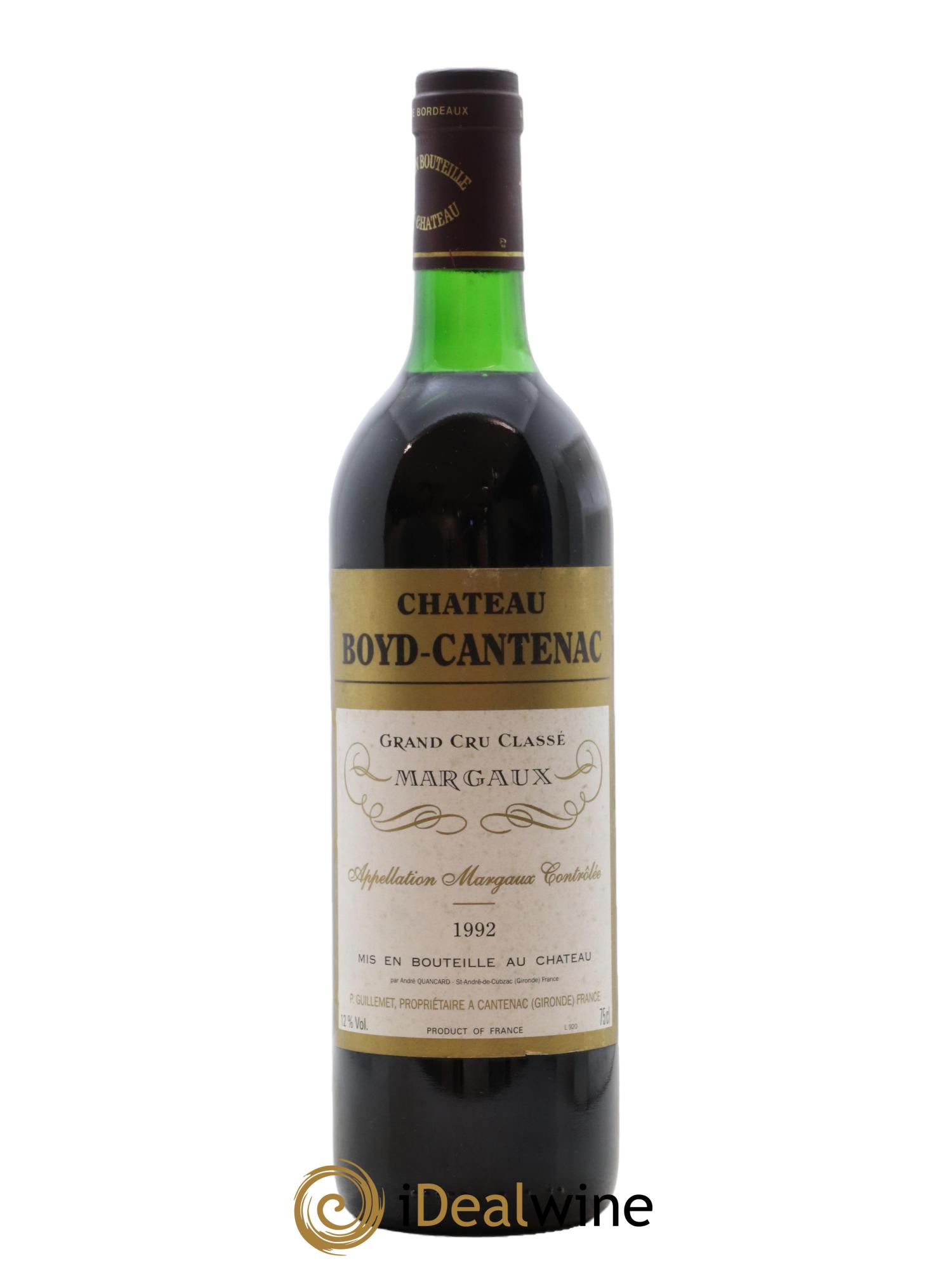 Château Boyd Cantenac 3ème Grand Cru Classé 1992 - Lot de 1 bouteille - 0