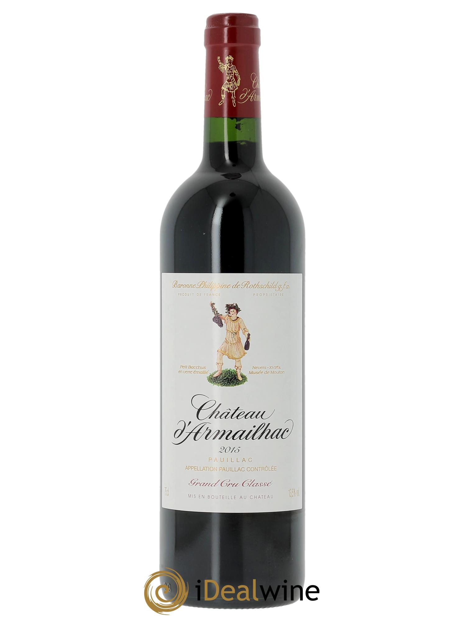 Château d' Armailhac - Mouton Baron(ne) Philippe 5ème Grand Cru Classé (CBO a partir de 6 bts) 2015 - Lot de 1 bouteille - 0